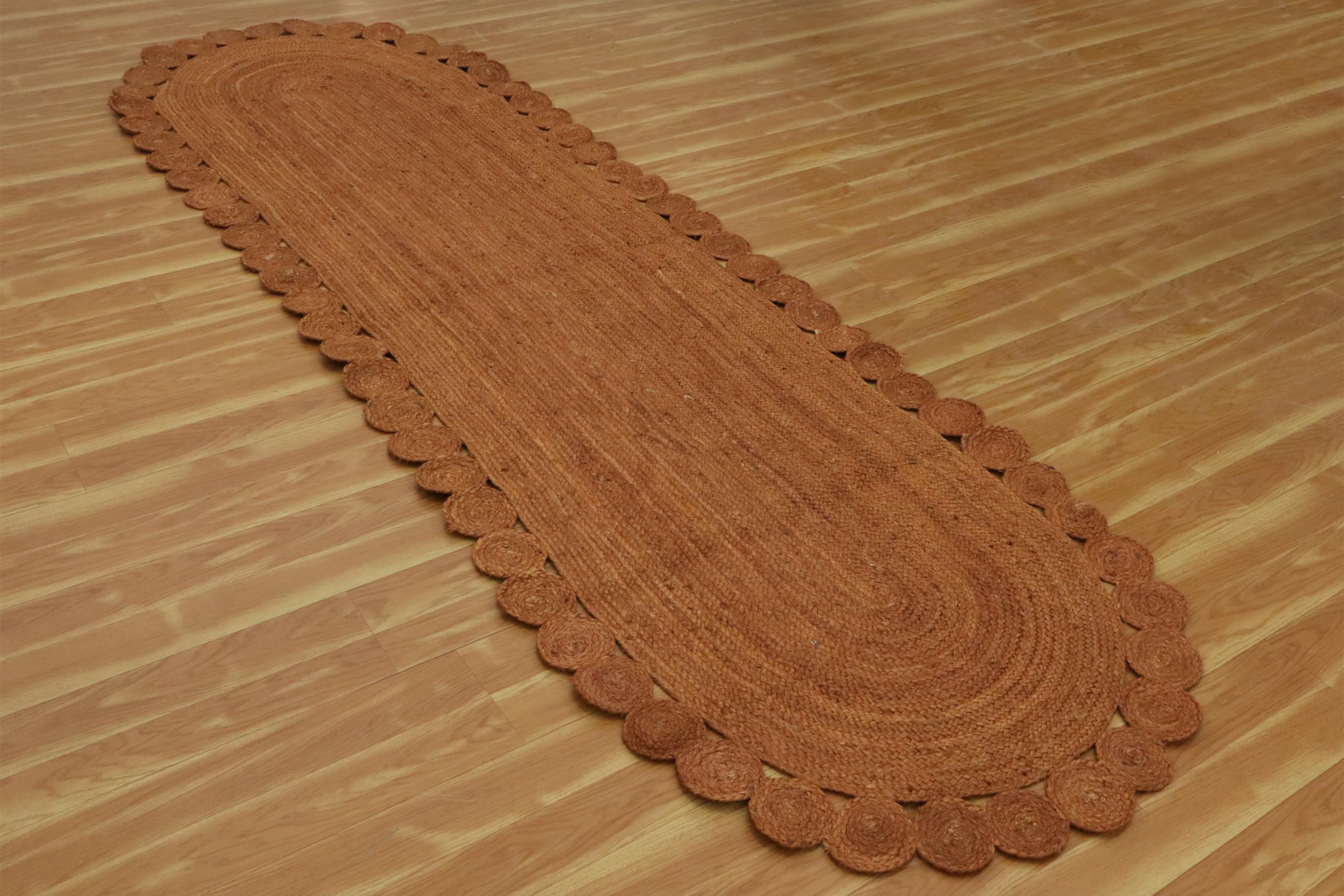 Ovaler Kelim-Läufer, 2,6 x 18, Kelim-Teppich, Orange, solides Design, 0,19 Zoll dick, Flachgewebe-Teppich für den Innen- und Außenbereich, für Eingangsbereich, Flur und Treppenläufer