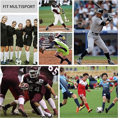 Miniatura 6 de GRAPMKTG Paquete de 3 calcetines de fútbol, béisbol, sóftbol para jóvenes, mujeres y hombres, calcetines de fútbol hasta la rodilla para niños y