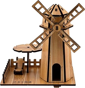 3D Puzzles for Adults, Log Cabin DIY Wooden House Model Kits for Adults to Build, Country Cottage Building Model, 3D Jigsaw Brain Teaser Puzzle, Dollhouse Holland Windmill