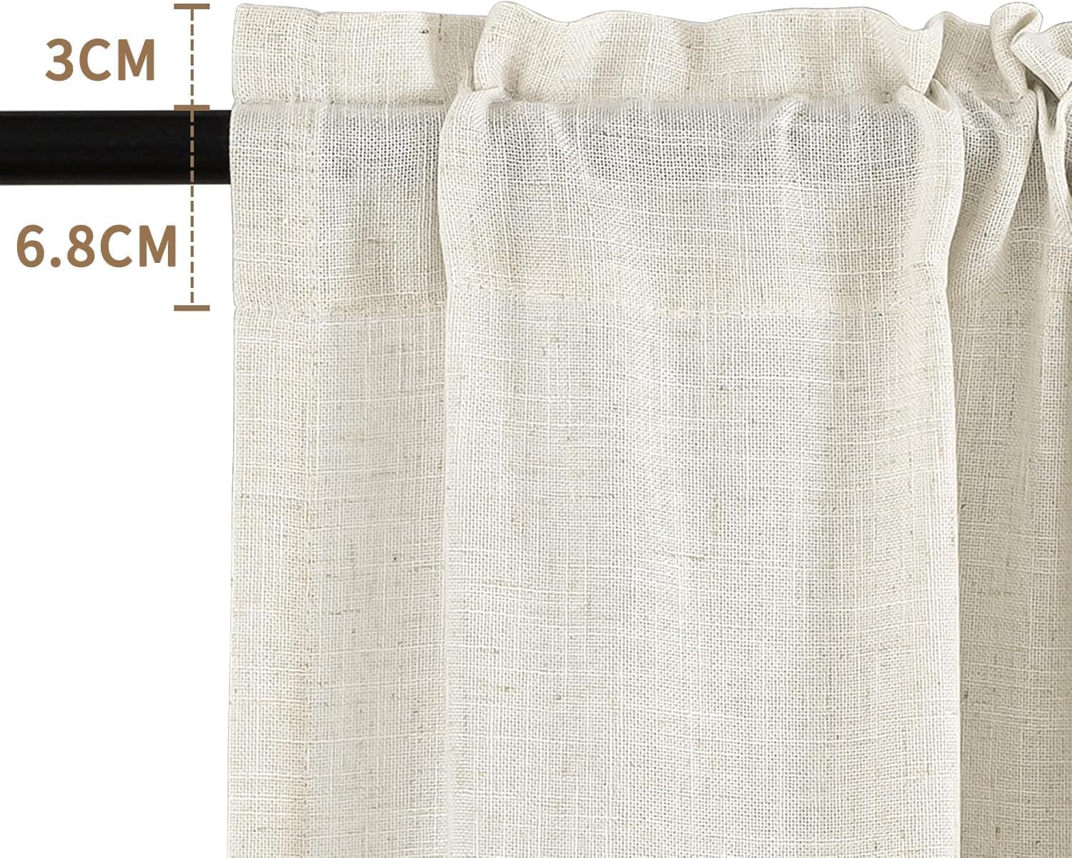 CUCRAF Tende Cucina per Interni a Vetro Finestra 60x60 (LxA) cm 2 Pezzi Corte Lino Tenda Beige Chiaro