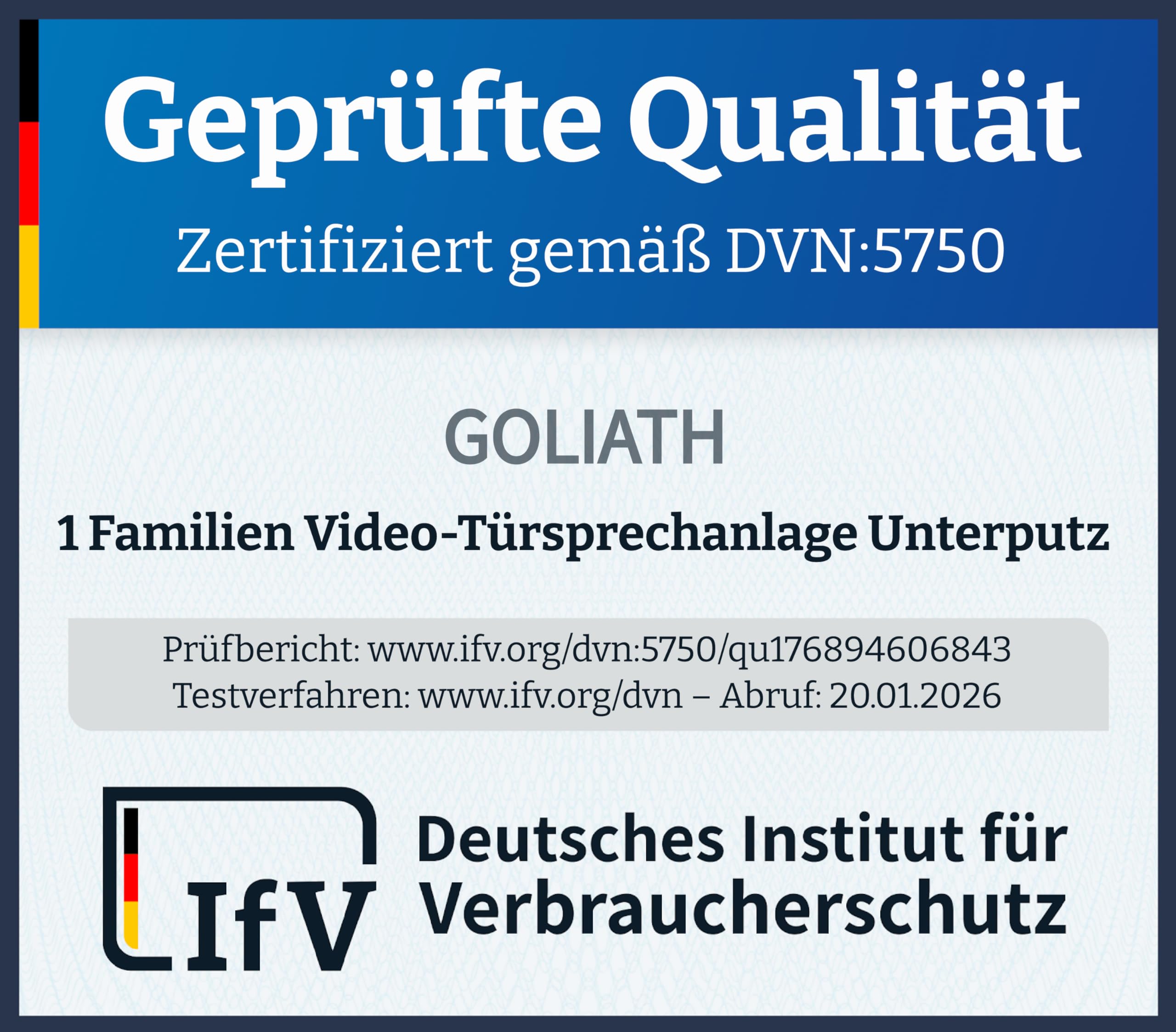 Goliath Basic Video Türsprechanlage, 2 Draht Bus, 7" Monitor, Unterputz Türklingel mit Kamera, Gegensprechanlage mit Türöffner und Klingel, 1 Familienhaus, Plug & Play, Smartphone App