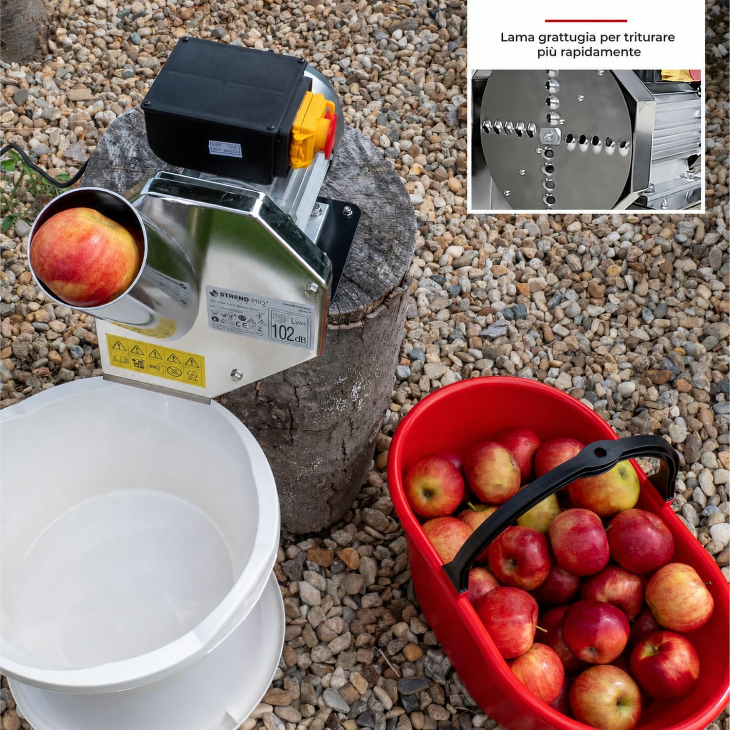 STREND PRO Trituratore elettrico per frutta EFC-2 in acciaio inox, 550 W, 1400 giri/min, tramoggia 1 L, fino a 200 kg/h