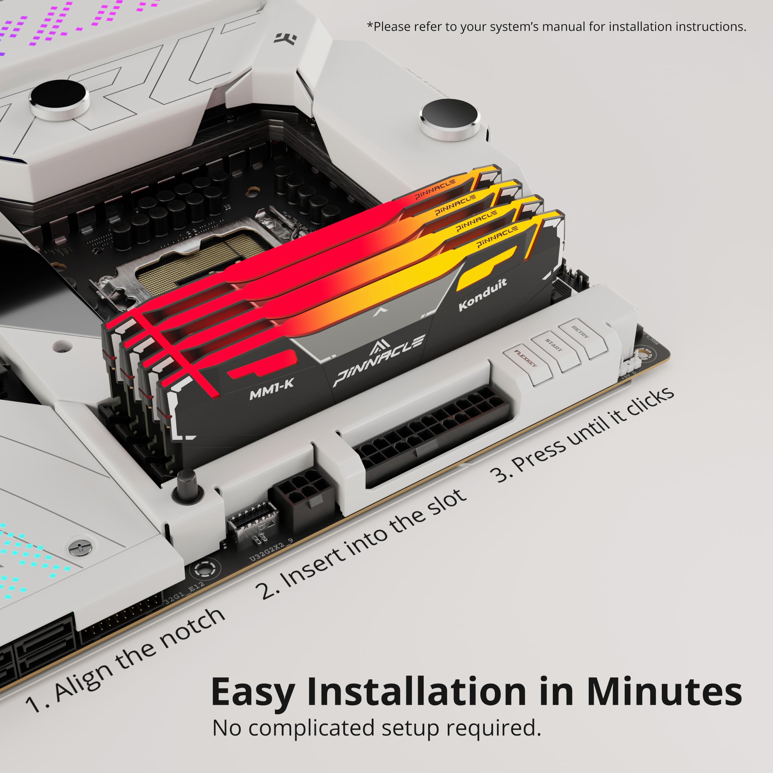 Timetec Pinnacle Konduit RGB XMP2.0 Overclocking 1.35V Compatible pour AMD et Intel Module de mémoire pour Ordinateur de Bureau de Jeu RAM - Noir (3200MHz 16GB)