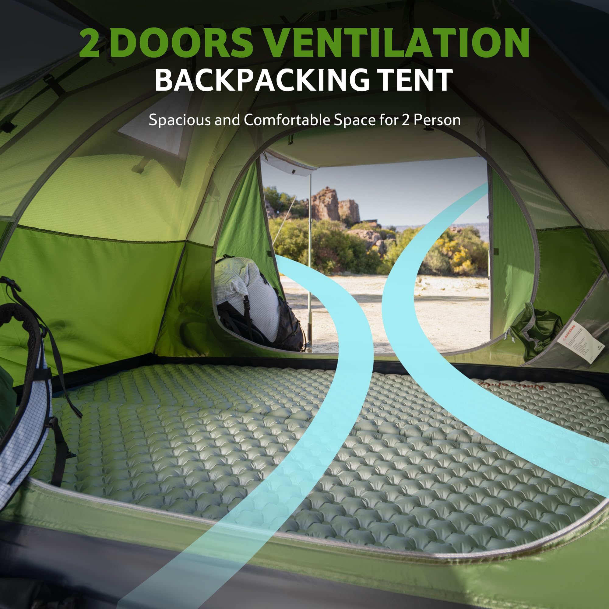 Naturehike Bleik Ultraleichtes Kuppelzelt 2-3 Personen zelte mit 2 Zeltvorräume für Camping, Trekking & Fahrradtouren