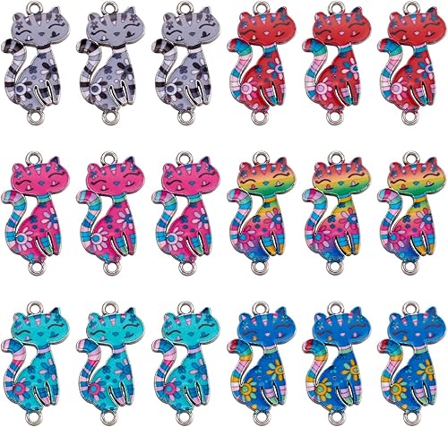 Miniatura 10 de FASHEWELRY 100 dijes de aleación de esmalte de llama, dijes de eslabones de animales de metal, dijes de alpaca, colgantes para bricolaje, collares,