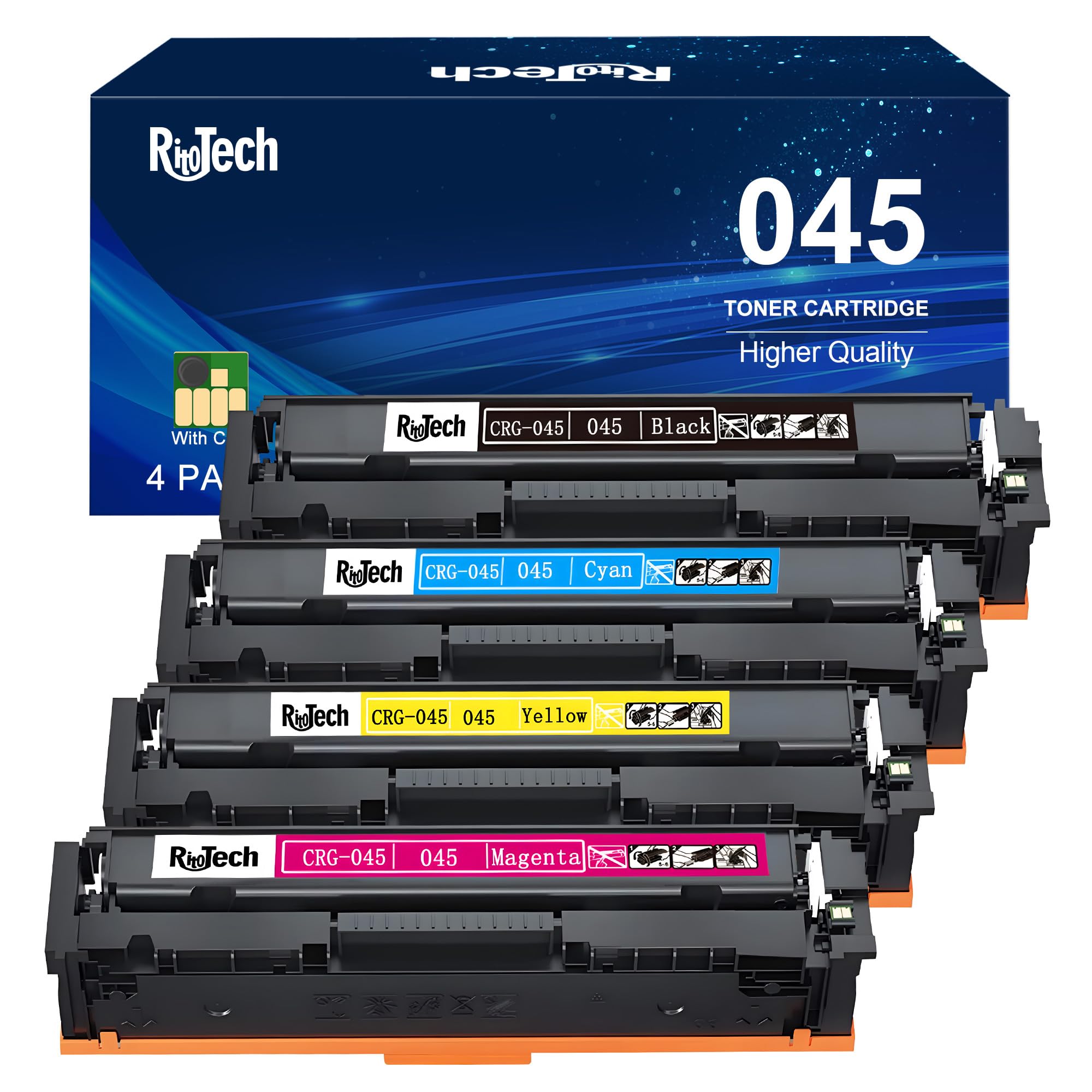 View 1 of 045 MF632Cdw Toner Cartridge,Replacement for Canon 045H CRG-045 for Color ImageCLASS MF634Cdw LBP612Cdw LBP613Cdw MF632 MF634 Series Printer Tray,No Fading,No Streak,Black Cyan Yellow Magenta 4 Pack