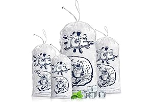 5 lb Drawstring Ice Bags: 50 Pack Plastic Ice Bags for Parties, Events, and Picnics