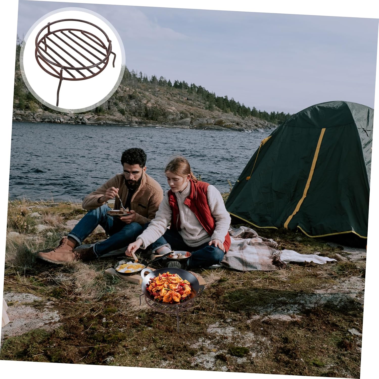 SUPVOX Pit Oven Camping Wok Rack Pot Stand Wok Compatible Portable Bbq Accessory