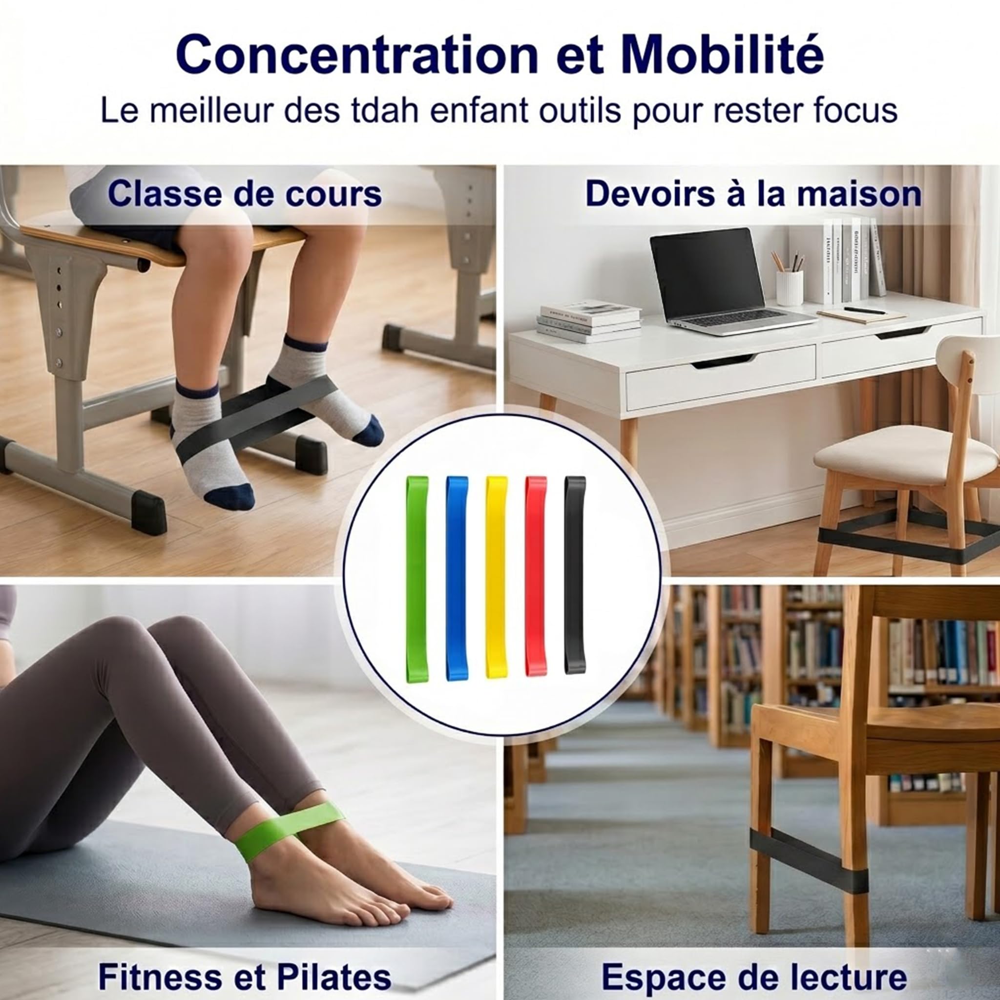 EYVRPAU 3 Pièces Bande de Chaise Extensible pour Enfants, Colorées, Fidget Sangles de Siège Flexibles, Sensorielles, élastique chaise enfant, Adaptées aux Enfants avec TDAH et Autisme EYVRPAU 3 Pièces Bande de Chaise Extensible pour Enfants, Colorées, Fidget Sangles de Siège Flexibles, Sensorielles, élastique chaise enfant, Adaptées aux Enfants avec TDAH et Autisme