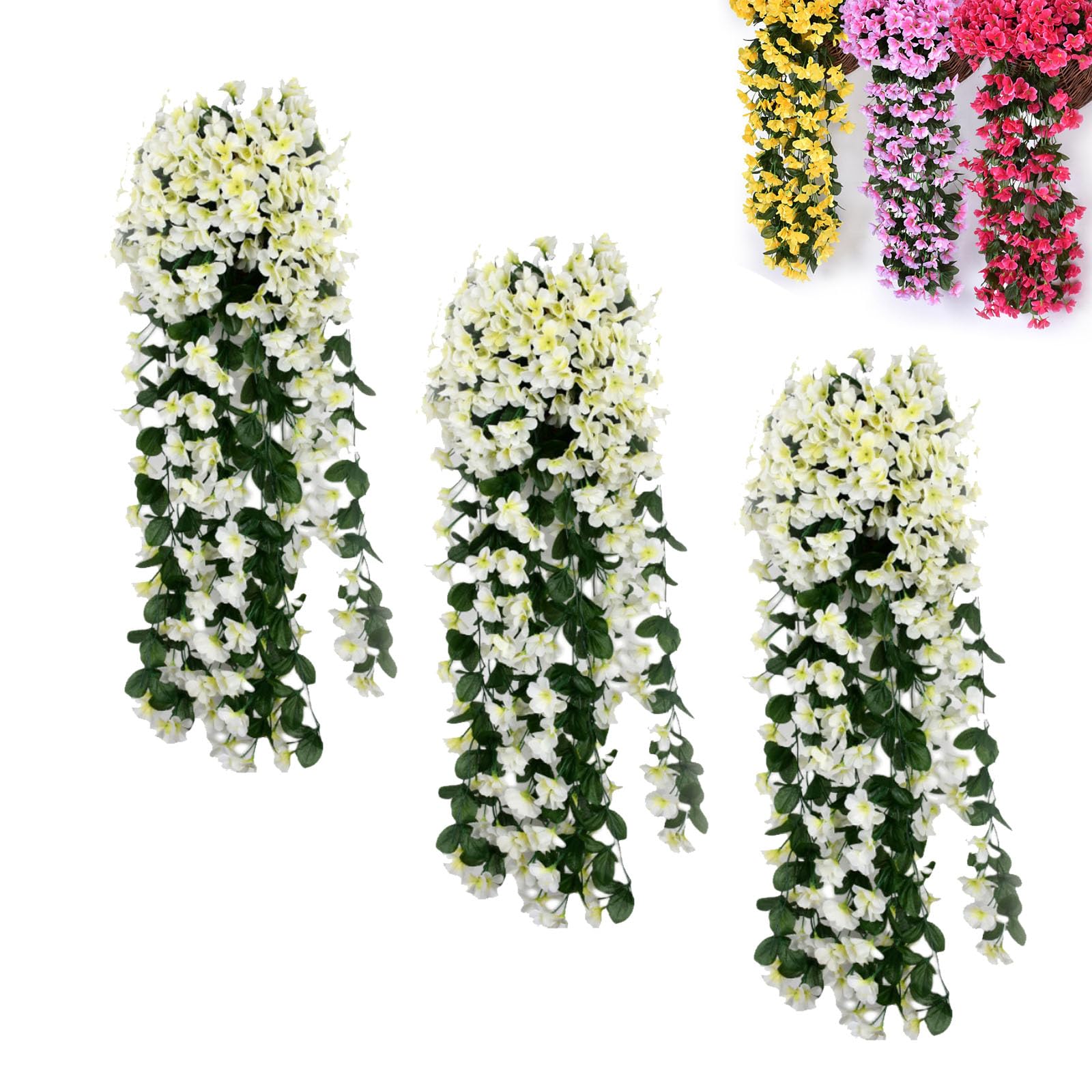 Agares F 3Pcs Artificial Wisteria Lower Garland, Aux Purple Hanging Lowers, Silk Trailing Lower Basket Plant, Ake Wisteria Hanging Decor Or Garden Wall, Outdoor Porch, Indoor Room (F)