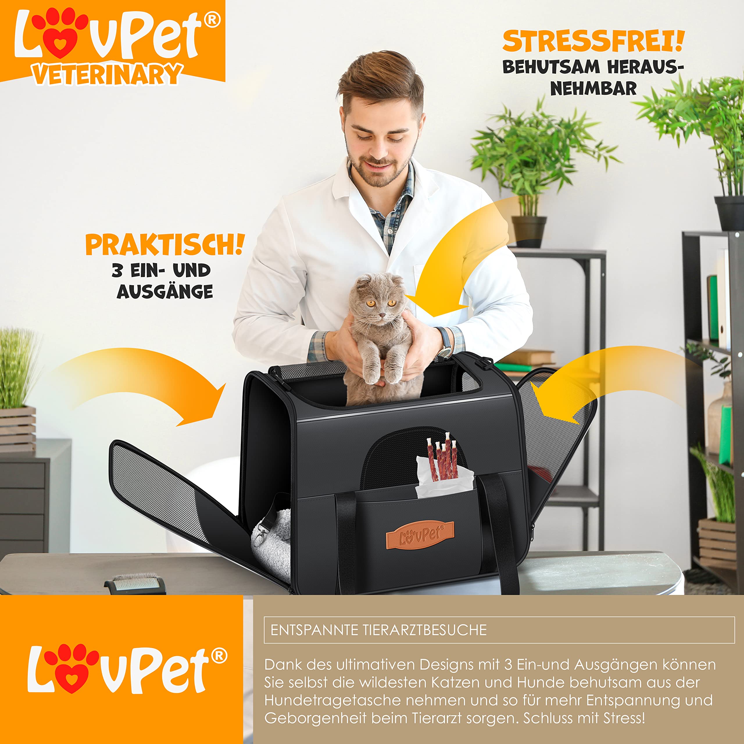 thumbnail: Lovpet Hondentas – Transportbox Voor Honden En Katten Tot 7 Kg | Met Kussen, Bakje En Opruimzakjes | Meerdere Ingangen