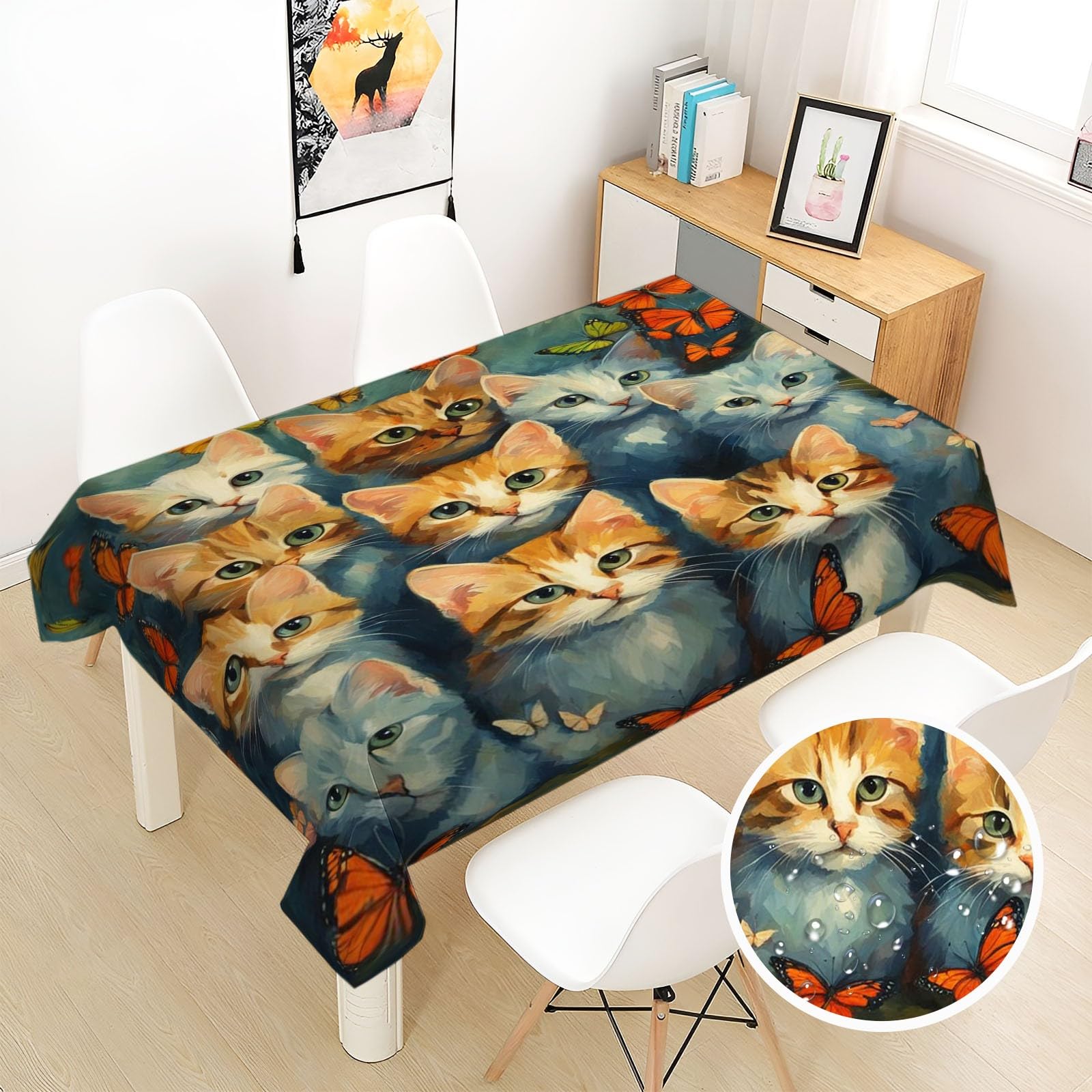 Nappe Anti-Taches Lavable PICUAL 140x140 cm Dessin De Chat