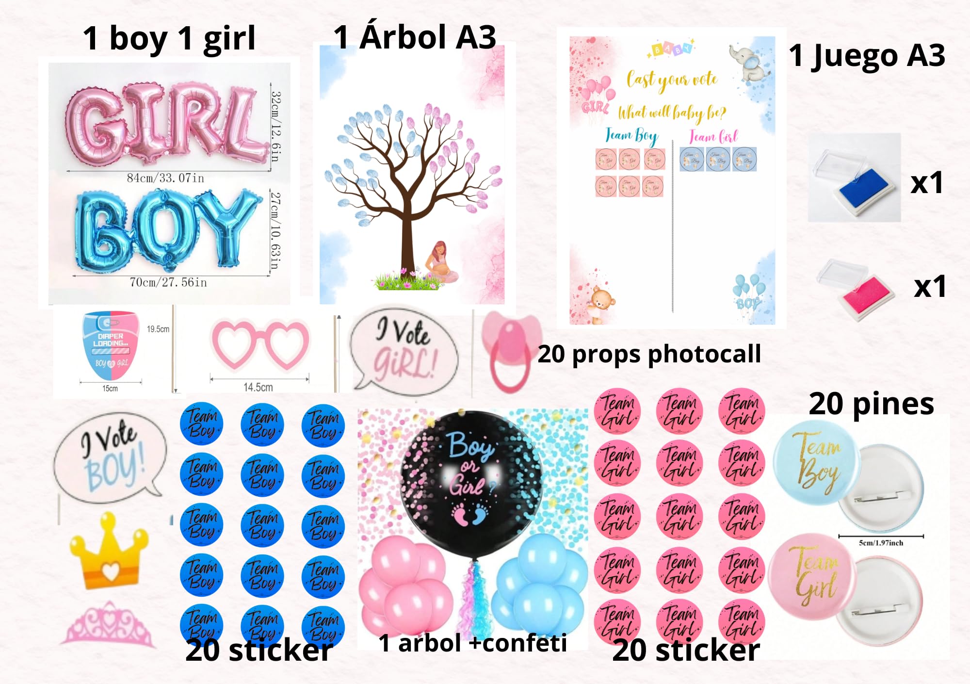 Pack de révélation de genre | Fiesta Gender Reveal | Set complet de décoration