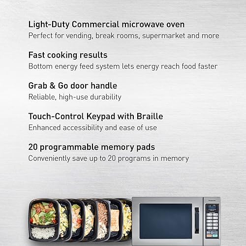 Miniatura 2 de Panasonic - NE-1025F - Horno de microondas comercial y compacto para encimera de servicio ligero con temporizador electrónico de botón selector