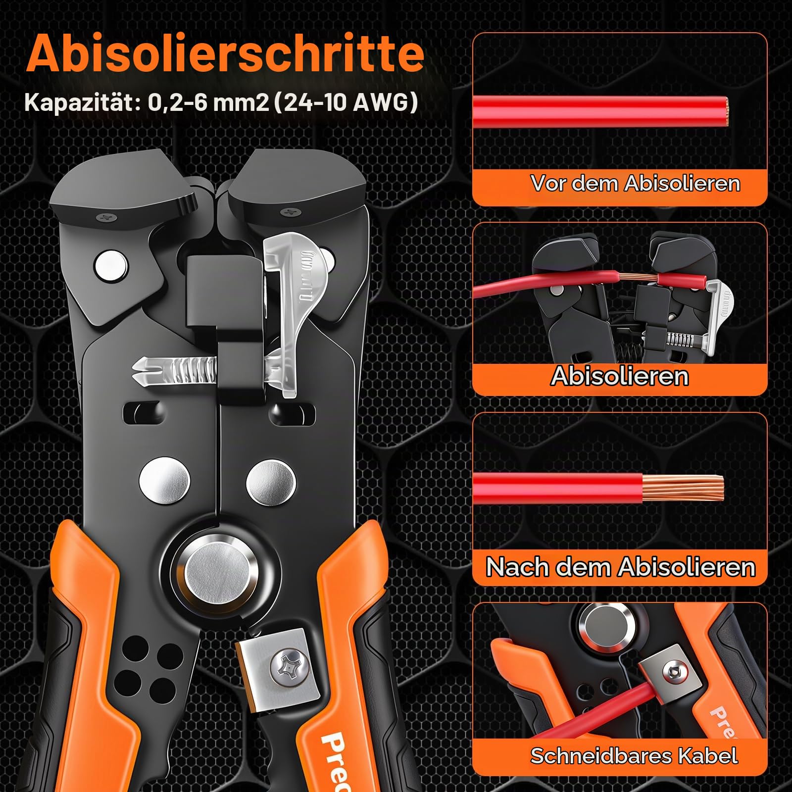 Crimpzangen Aderendhülsen Set, Preciva 0.08-16mm² Crimpzange Sechskant Aderendhülsenzange mit Aufbewahrungsbox, Abisolierzange und 1110 Stück Einzeilige Aderendhülsen + 265 Stück Twin Aderendhülsen