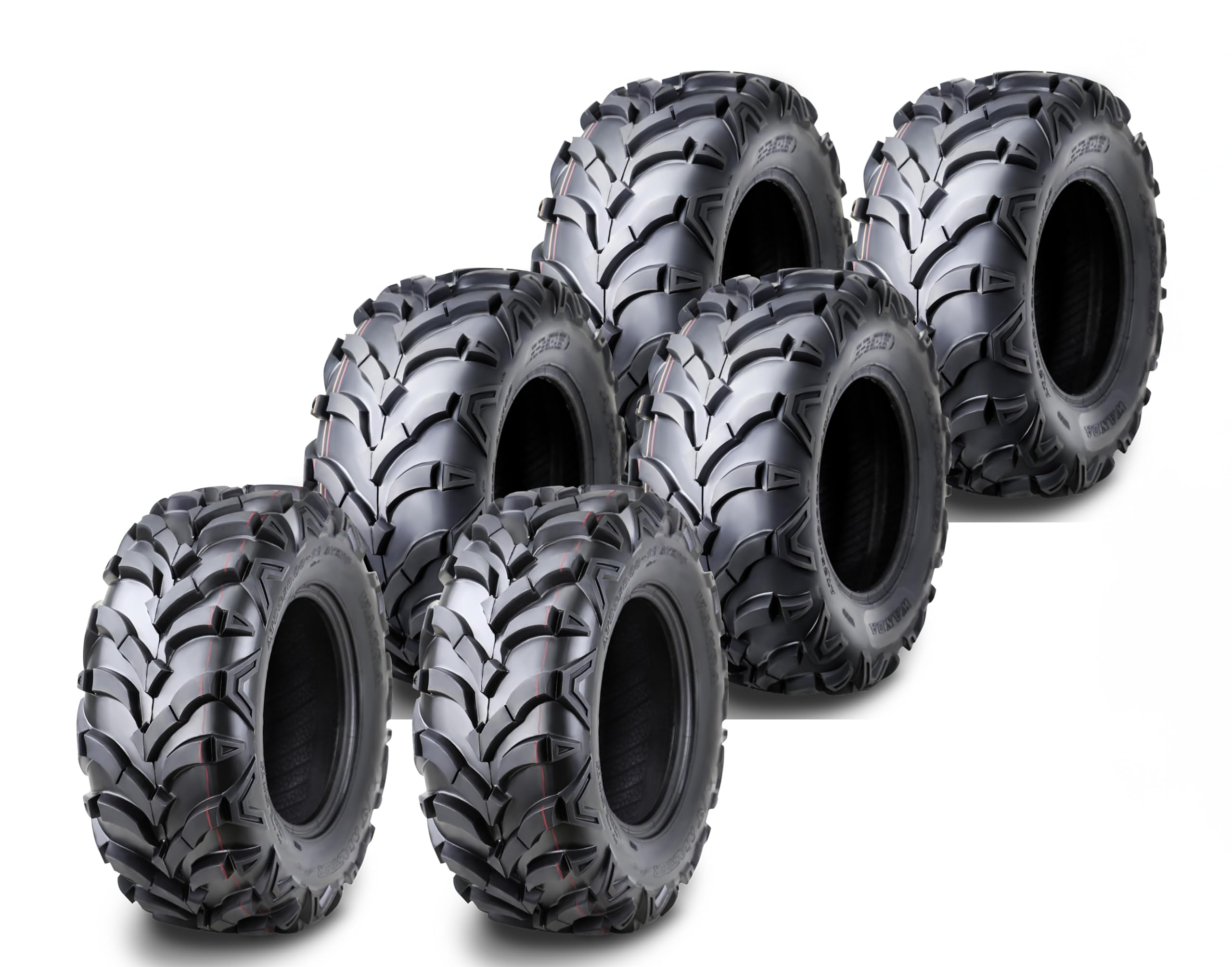 WANDA (2) 27x9-14 &amp; (4) 27x11-14 UTV ATV Tire Set 8-Ply Solid Mud Set6
