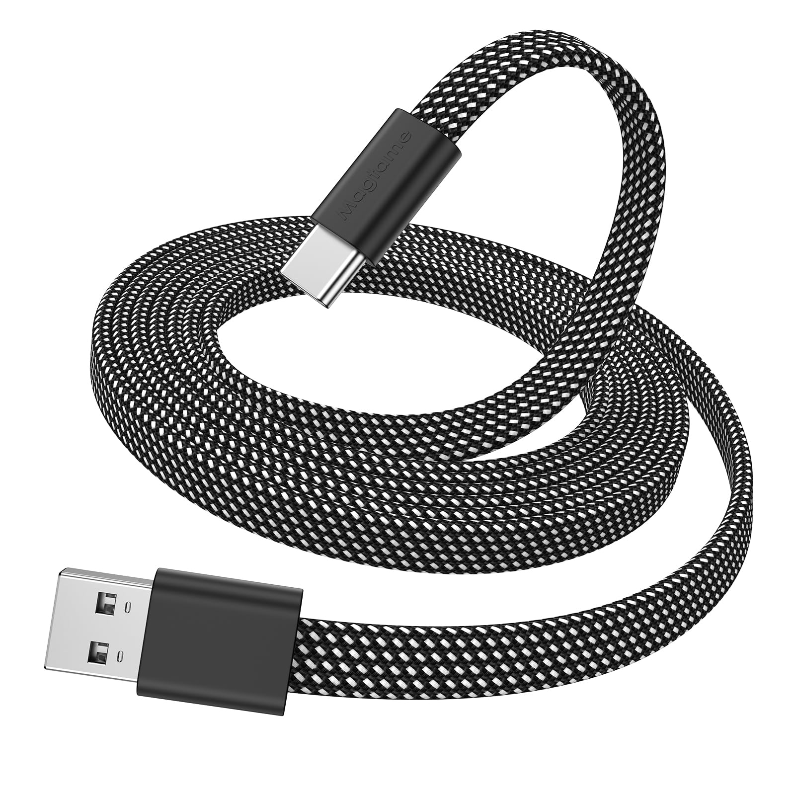 Magtame Cavo USB A a USB C, 1,5 m, Piatto e Retrattile, Ricarica Rapida Tipo C, Flessibile, Compatibile con Phone 15 Pro Max, Samsung, Pad