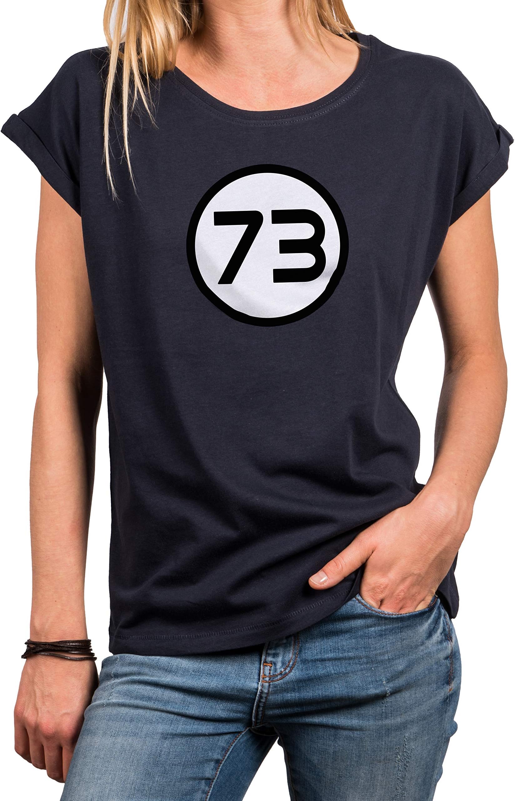 MAKAYAOversized Women's Tshirt - 73 Sheldon Magic Number - Plus Size Top Nerdy Gifts for her Tee Shirt