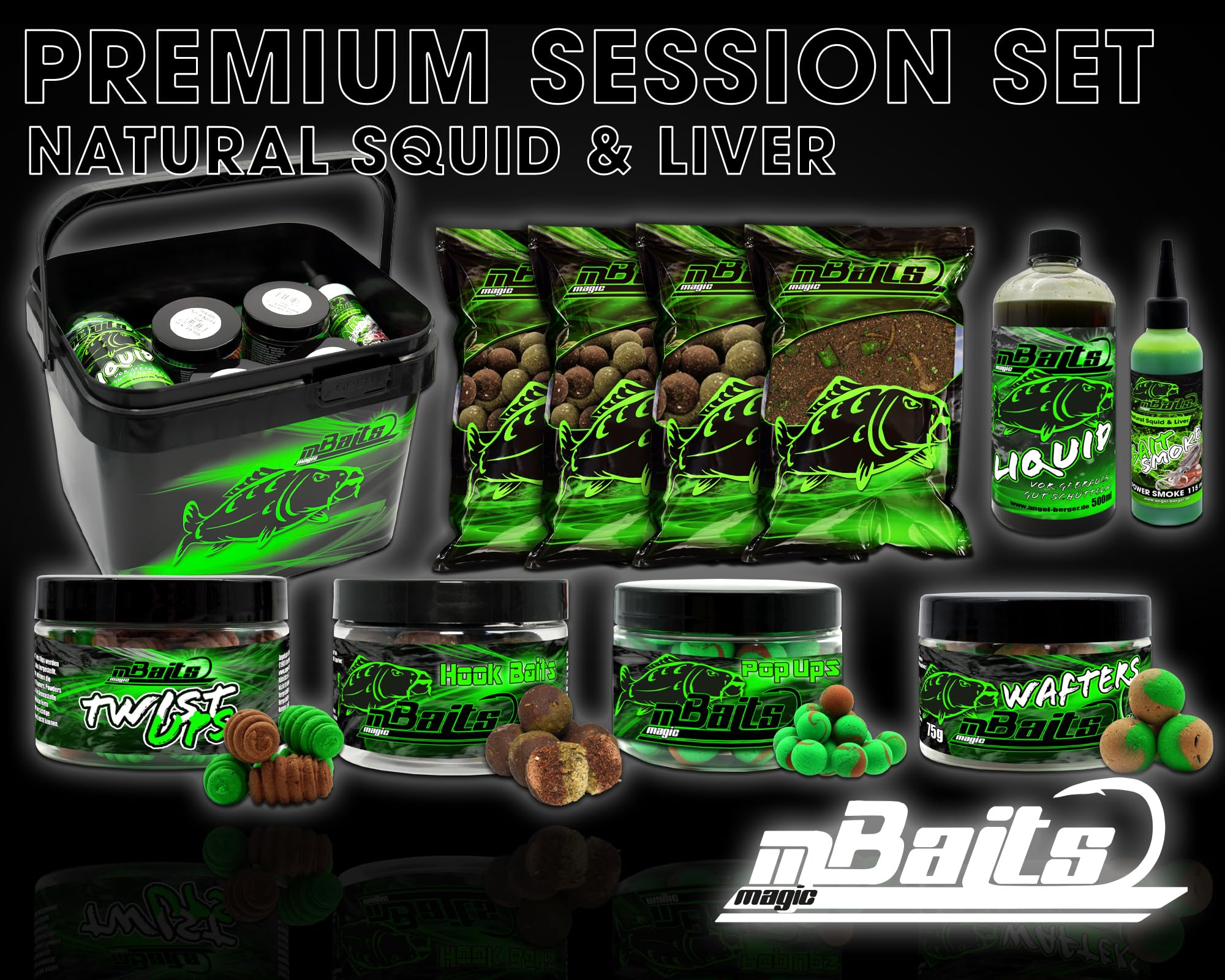Magic Baits Premium Session Set Boilies Pop Ups Dip Liquid Stick Mix Wafter Hook Baits Boilieset Karpfenboilies Karpfenköder Carp Baits Angelköder