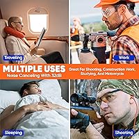 Vista 4 de Tapones para los oídos con cable de espuma, 100 pares, protección auditiva de disparos con cancelación de ruido de 32 dB para reducción de ruido