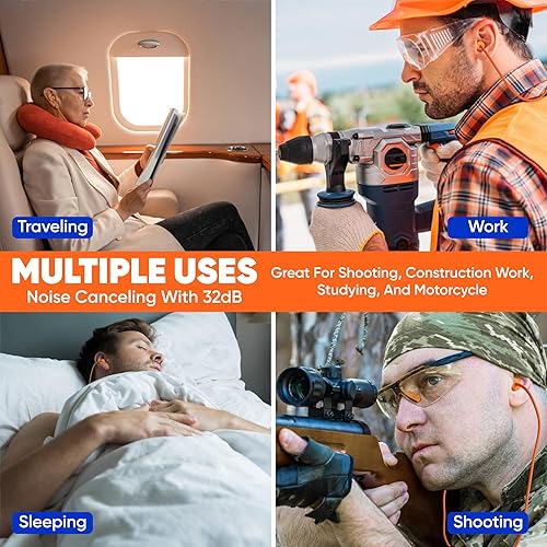 Miniatura 4 de Foam Corded Ear Plugs 100 Pair - 32dB Noise Cancelling Shooting Hearing Protection for Noise Reduction Construction Work Safety Mowing Industrial