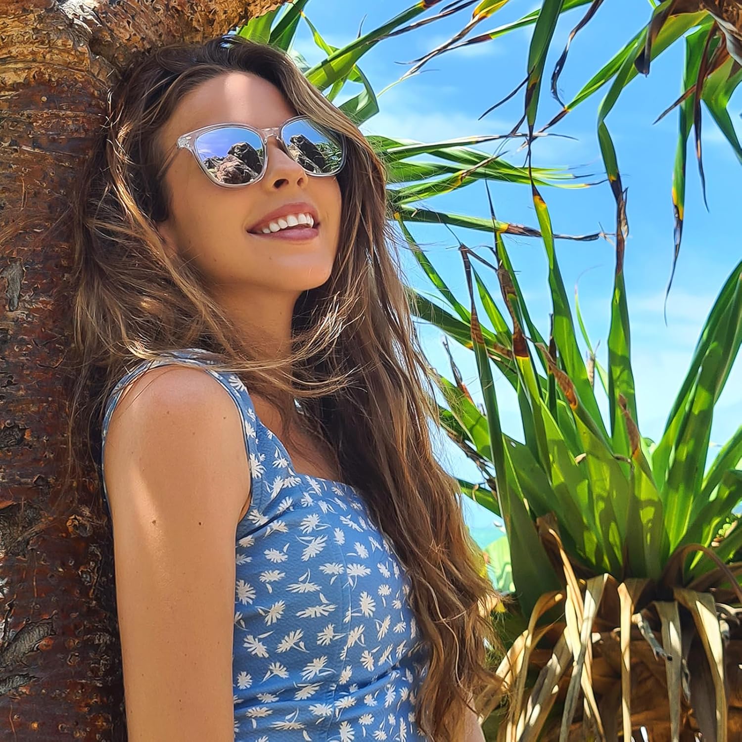 IGnaef Trendy Polarized Sunglasses for Women, Square Mirrored Shades with UV Protection Anti Glare Sun Glasses IF1851 - Image 2