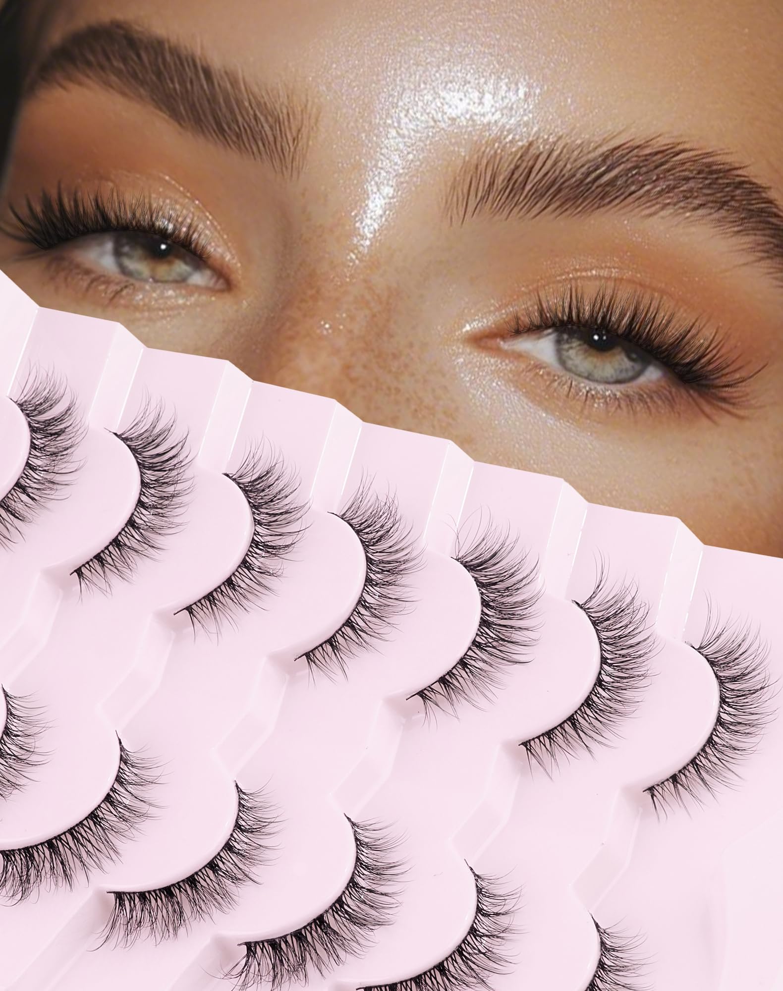 Natural Lashes Mink Natural Eyelashes False Eyelashes Natural Look False Lashes Wispy Eye Lashes Cat Eyelashes Fake Lashes