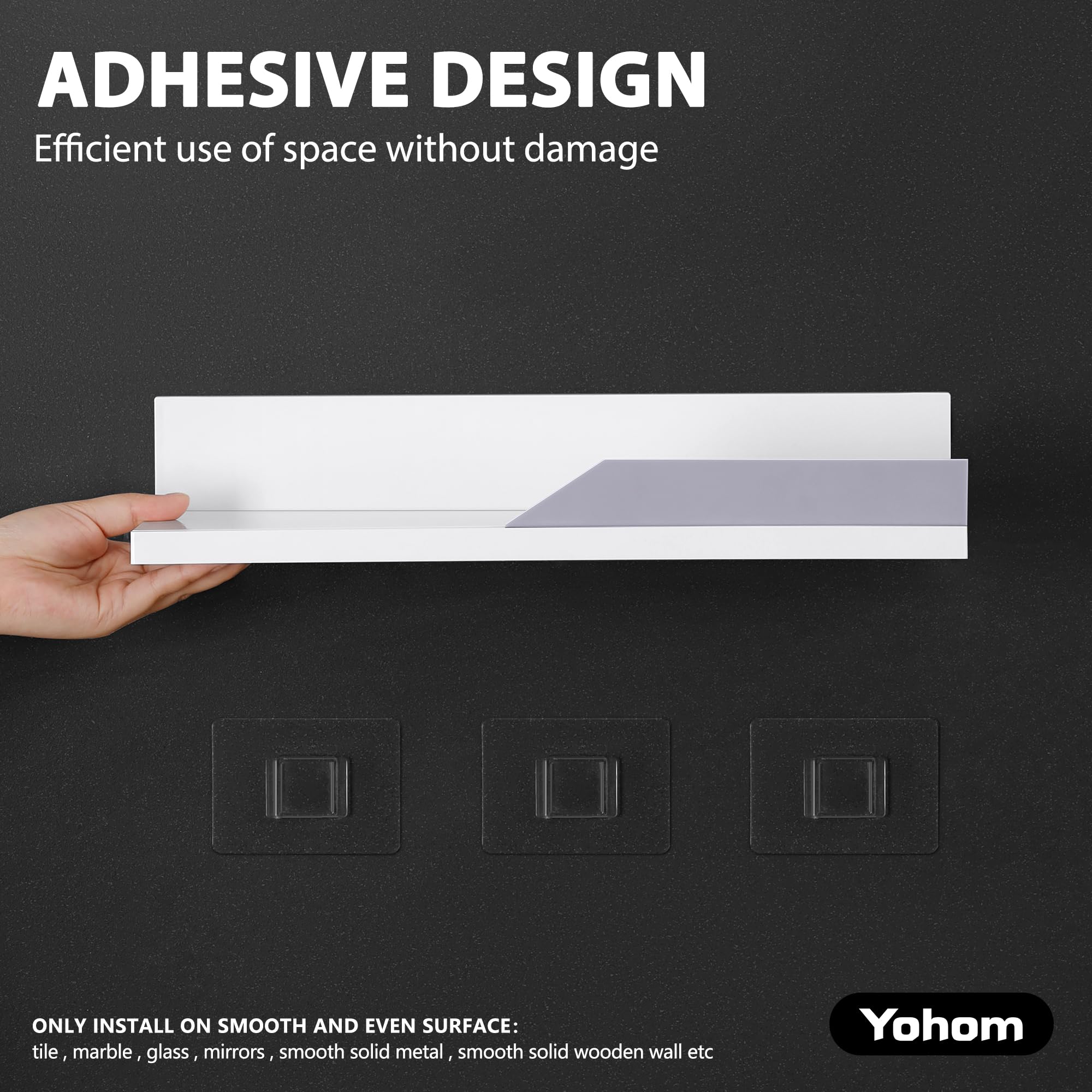 YOHOM Estantes para Baño sin Taladro Adhesivos Cesta Plastico Estanteria para Ducha Organizador Blancos Estantes Flotantes de Pared