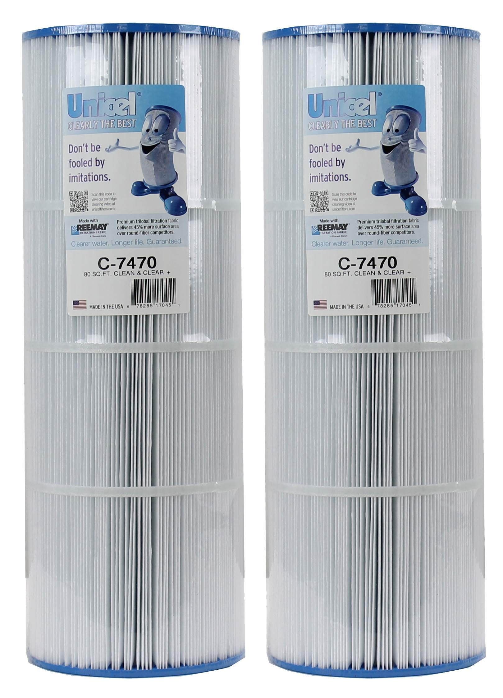 Unicel C-7470 80 Sq Ft Media Replacement Pool Filter Cartridge with 170 Pleats, Compatible with Pentair Pool Products, Pac Fab, & Waterway (2 Pack)