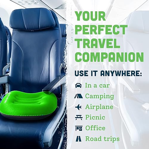 Miniatura 6 de Pitch and Trek Almohada de camping con funda extraíble, almohada inflable compacta portátil ultraligera para soporte lumbar y cuello, almohada