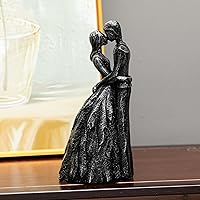Prettidecor Kissing Lovers Resin Statue - Romantic Anniversary Gift for Couples, Modern Home Decor Sculpture Figurine