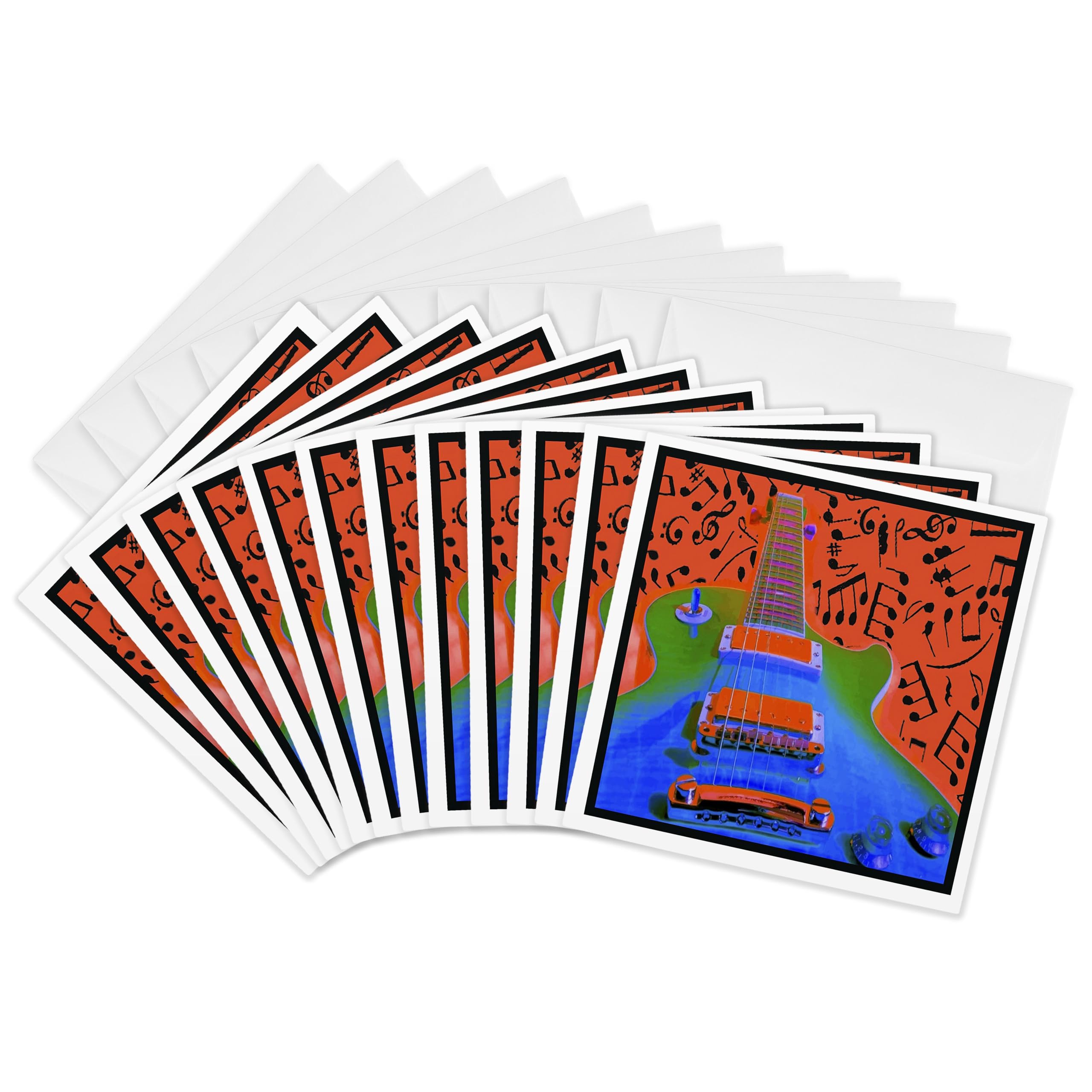 3dRose gc_14843_2 6 x 6-Inch "Colorful Guitar" Greeting Card (Pack of 12)
