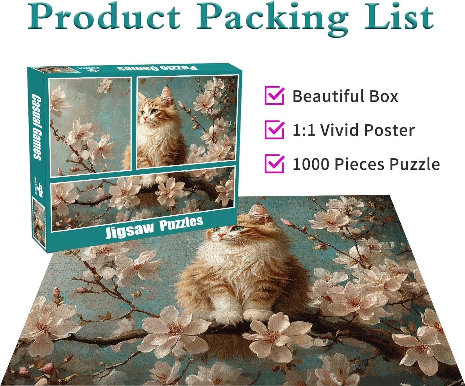 Puzzle Erwachsene 2000 Teile Katze Blume Educa Jigsaw für Kinder ab 8 Jahren Mädchen Jungen, Erwachsene Impossible Klassische Puzzles Schwer, Anspruchsvoll Spielspaß, Als Geschenke 70x99cm t-694