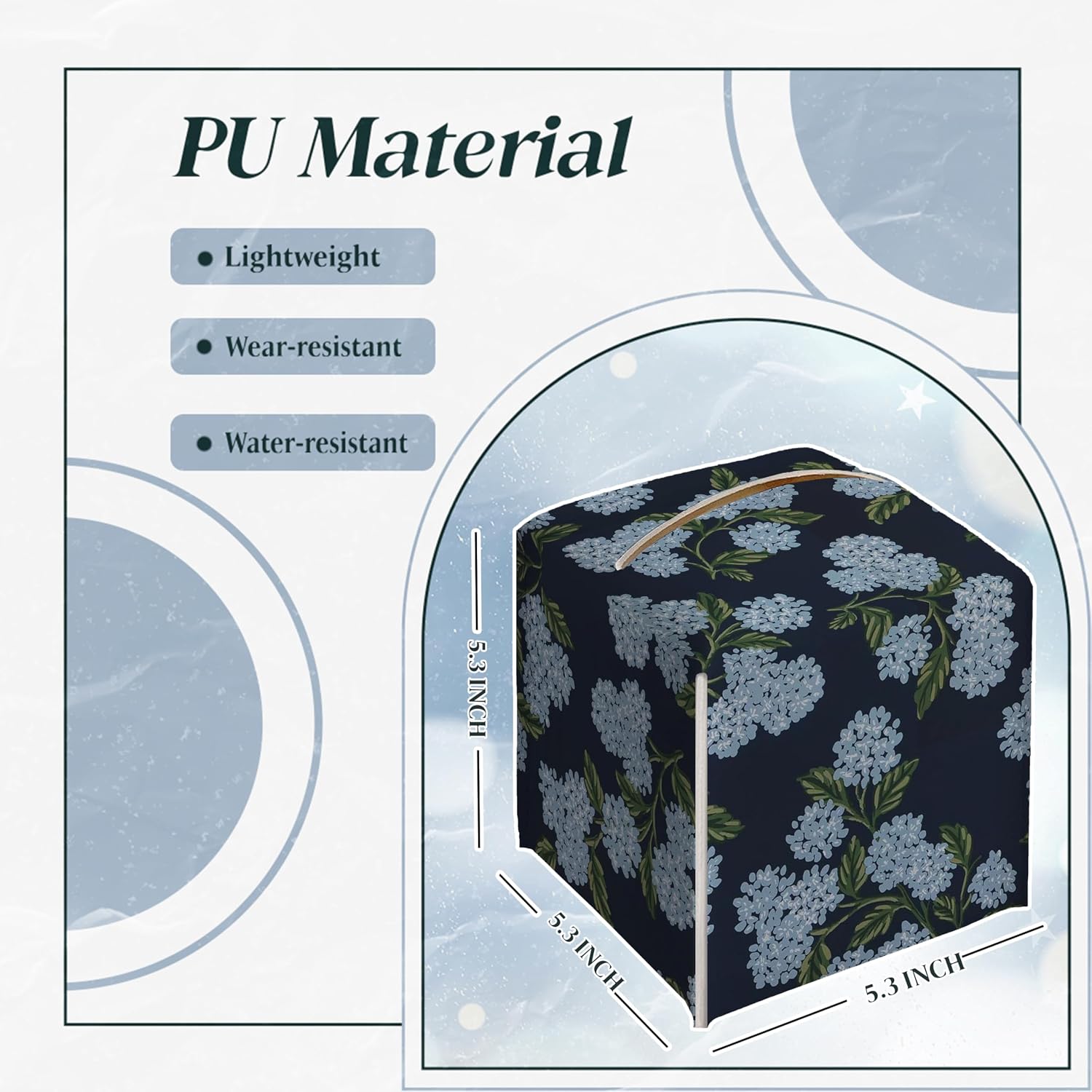 Navy Blue and Green Hydrangea Square Tissue Box Cover image 5