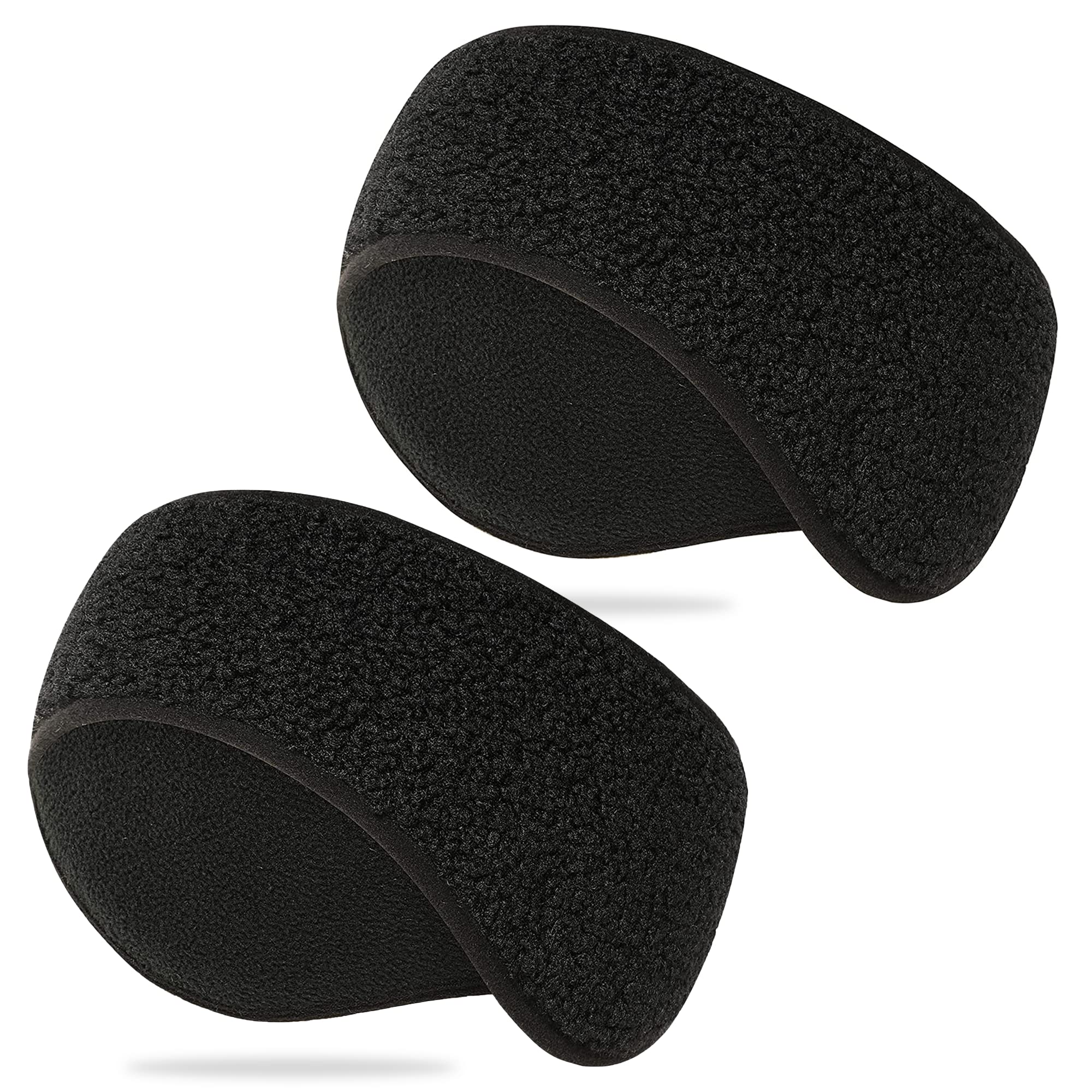 Fleece Ear Warmers Winter Sports Headbands Thermal Stretchy Ear Muffs for Women Men Cycling Yoga Ski Running, Black+black, One Size-image-37