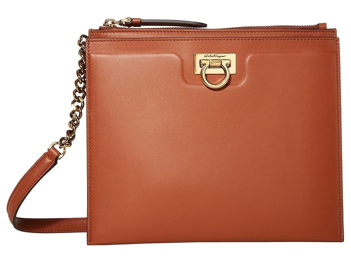 Salvatore Ferragamo  Gancio Square Crossbody (Siena Tan) Handbags