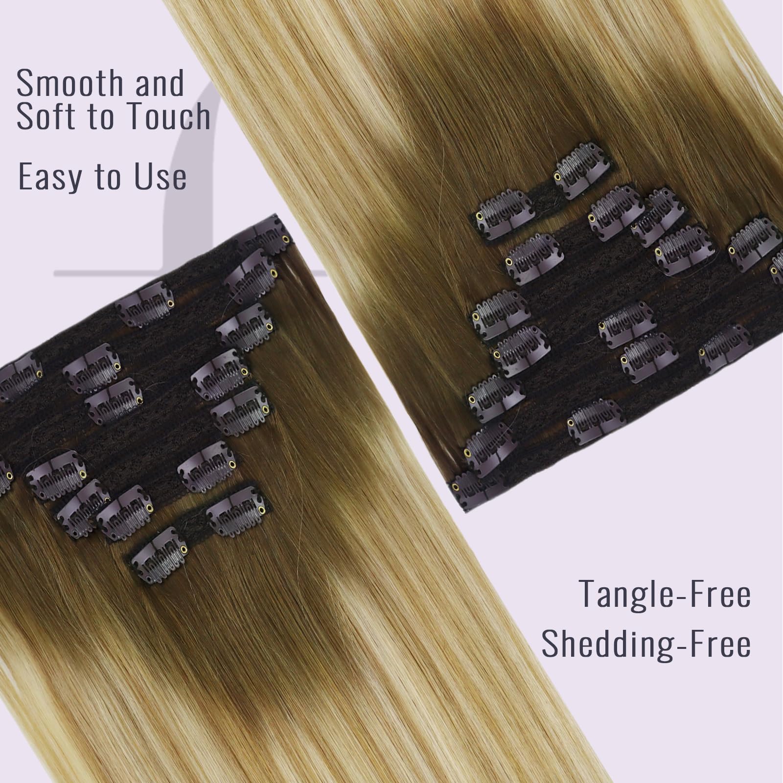 Fshine Clip Dei Capelli Umani in Estensioni Marrone Castagno Ombre Biondo Mix Platino Blonde Estensioni Dei Capelli Umani Reale 24 Pollice Estensioni Dei Capelli Umani Straight 120g 7pcs
