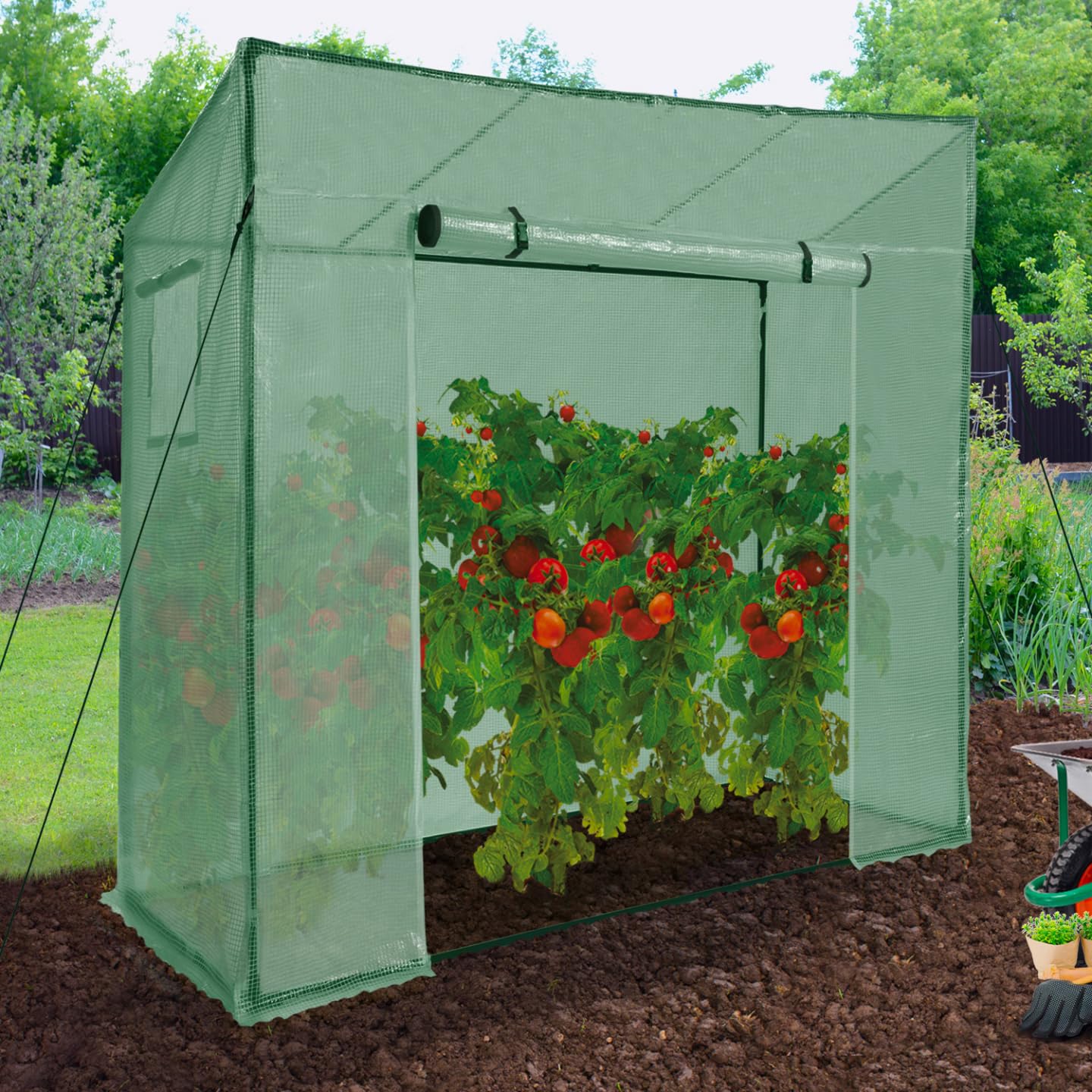 IDMarket - Serre de Jardin Verte Toutes Saisons avec fenêtre et Porte zippée