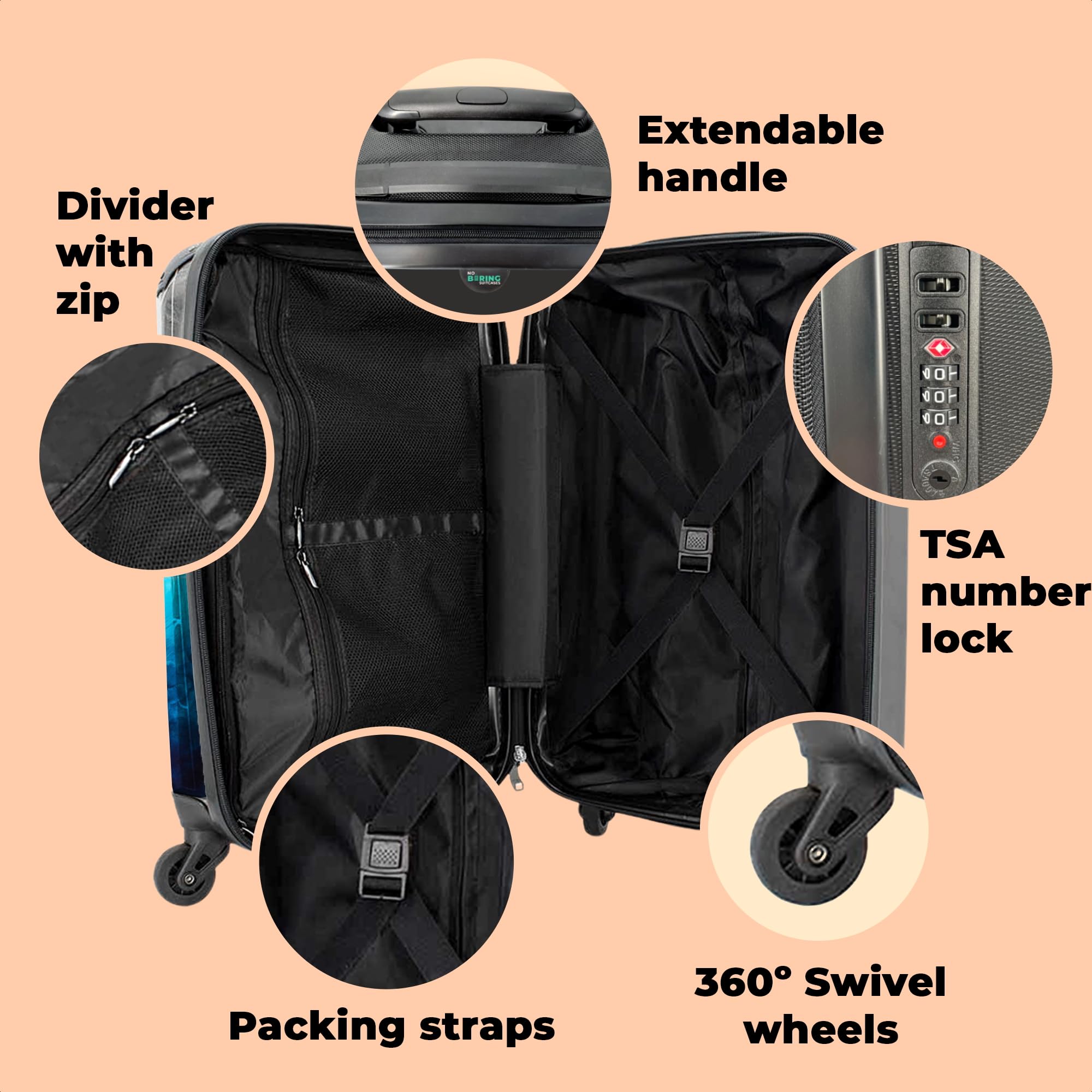 NoBoringSuitcases© Valigia Bagaglio a mano Trolley piccola