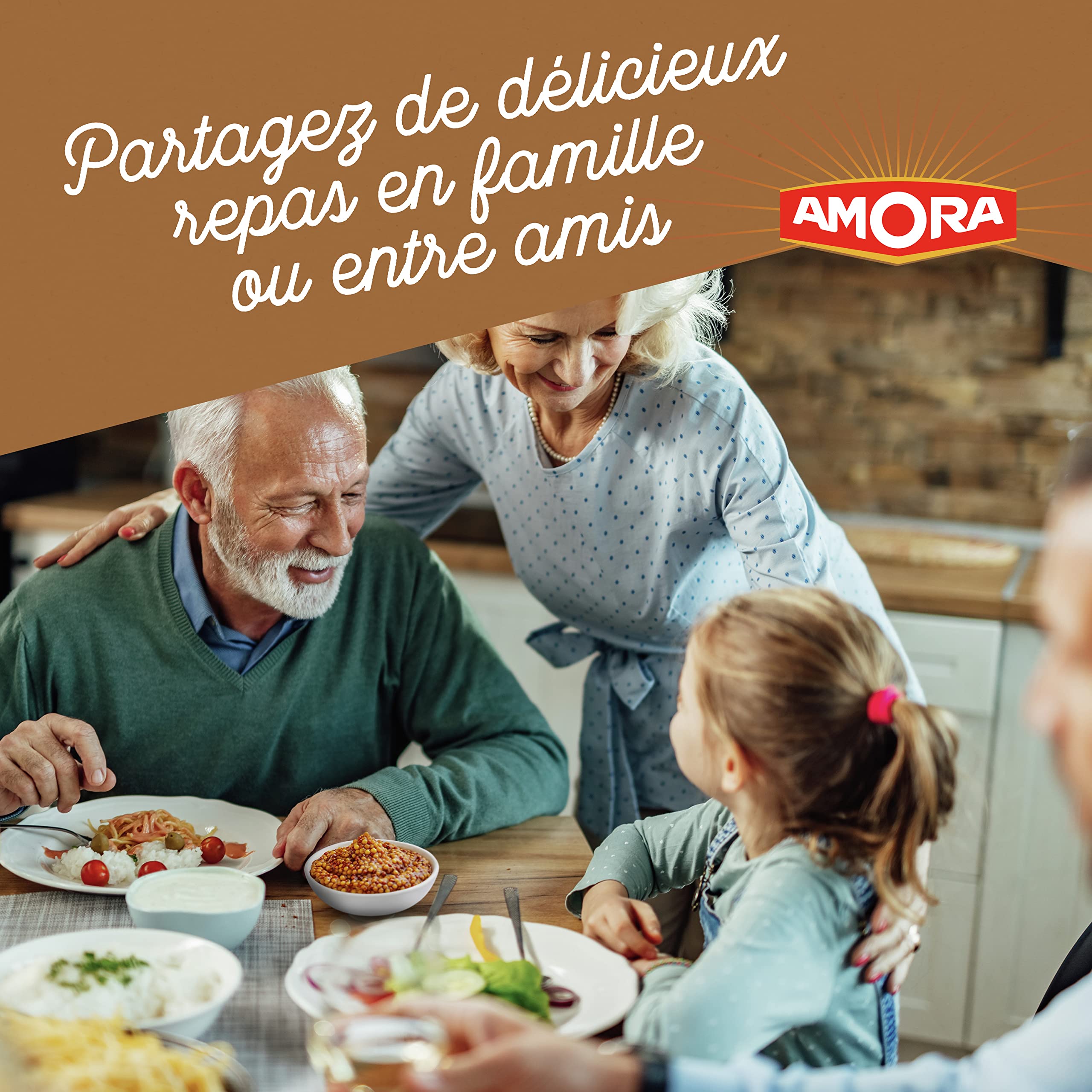 AMORA Moutarde Boite Présentoir 350 Dosettes 5 ml - 350 x 5.3 g - 1.85 kg