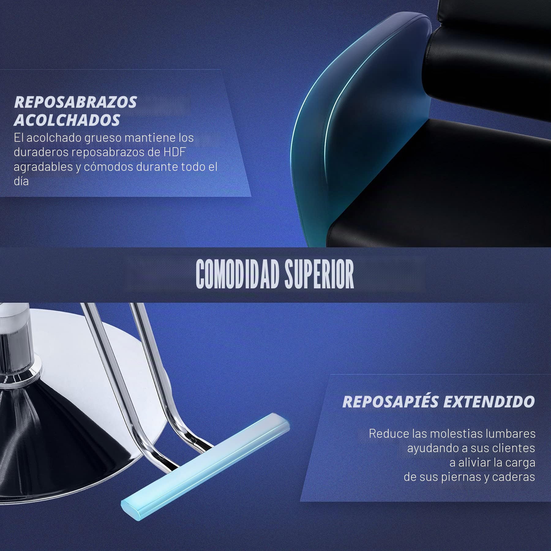 CO-Z Silla de Peluquería Reclinable con Reposacabezas y Reposapiés Sillón de Peluquería Giratoira de Altura Ajustable Silla de Barbero de Alta Resistencia para Salón de Belleza | Sillón de Peluquería Giratoira de Altura Ajustable Silla de Barbero de Alta