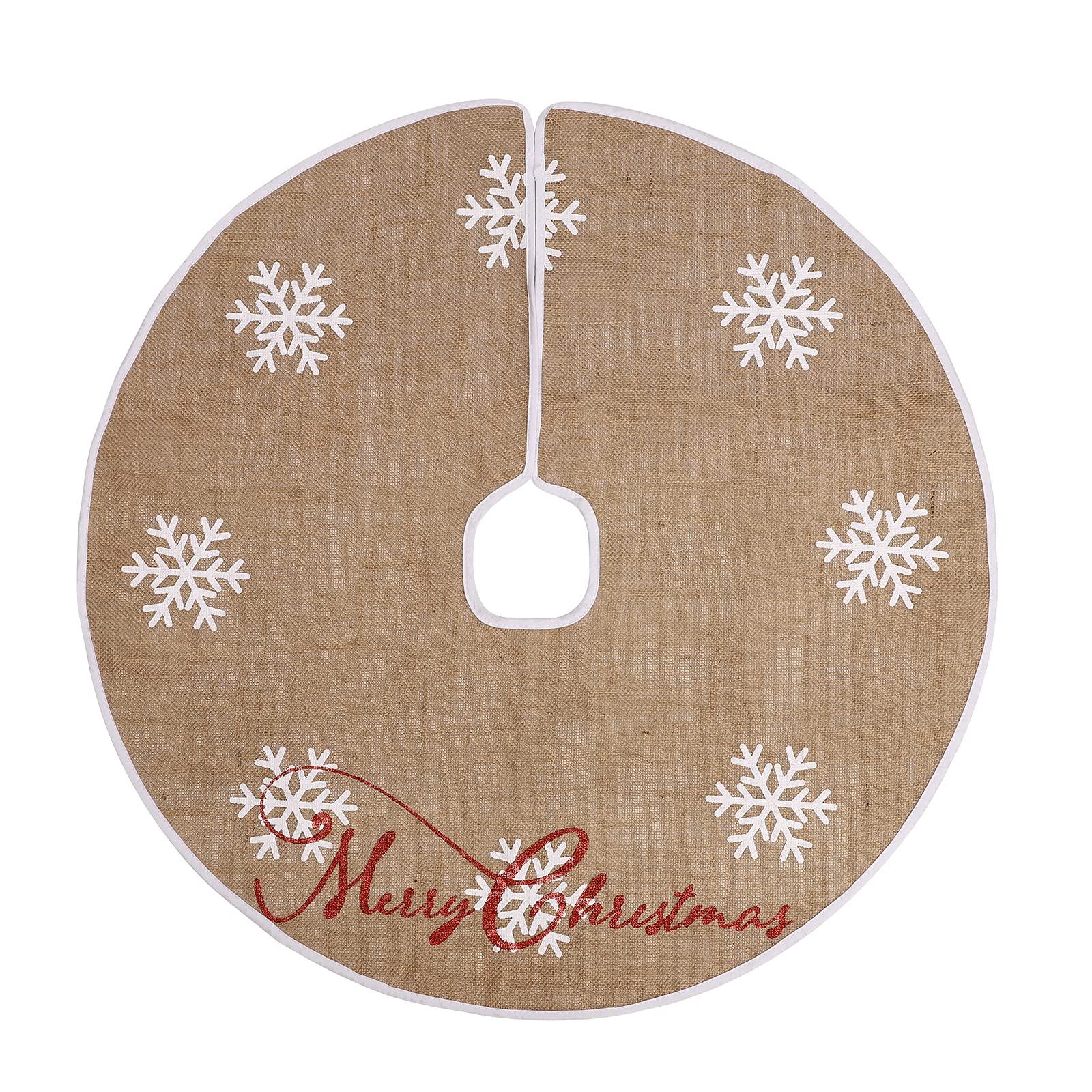 HOHOTIME Burlap Christmas Tree Skirt, 30 Inch Tree Skirt Mat with 8