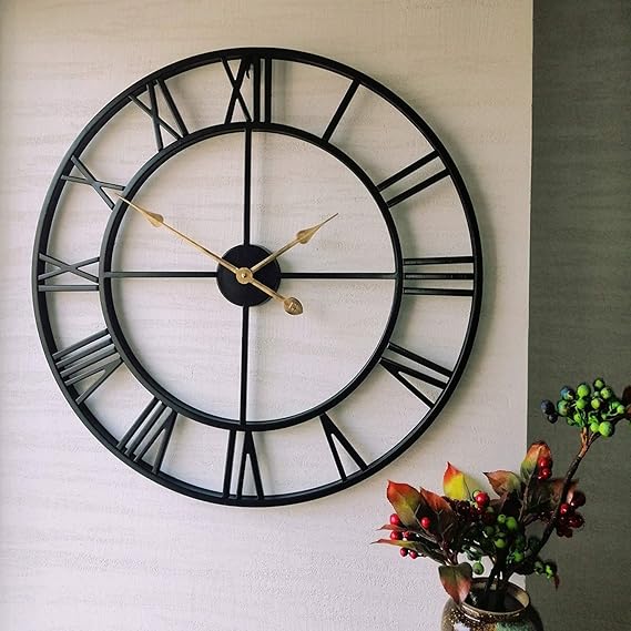 Evursua 24 inch Large Home Decor Wall Clock for Living Room Non Ticking