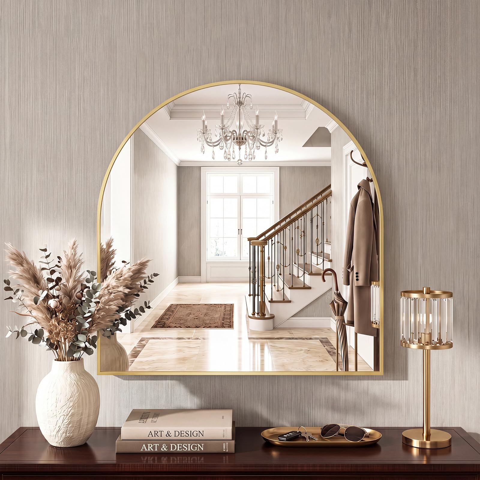 Sweetcrispy 31"x32" Arched Bathroom Mirror, Bathroom Mirrors for Over Sink