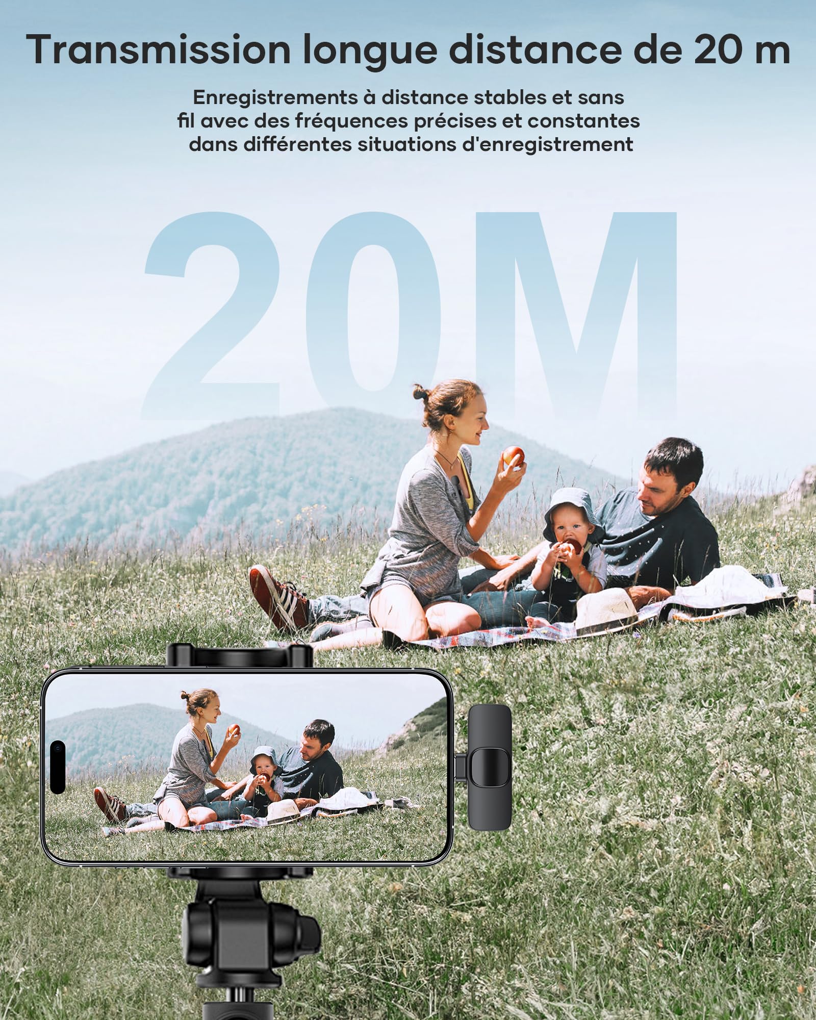 KUKIHO Microfono Lavalier Wireless per iPhone/Android (2 Trasmettitori), Mini Microfono Clip Riduzione Rumore Plug-and-Play per Registrazioni Video, Podcast, TikTok, YouTube, Vlog