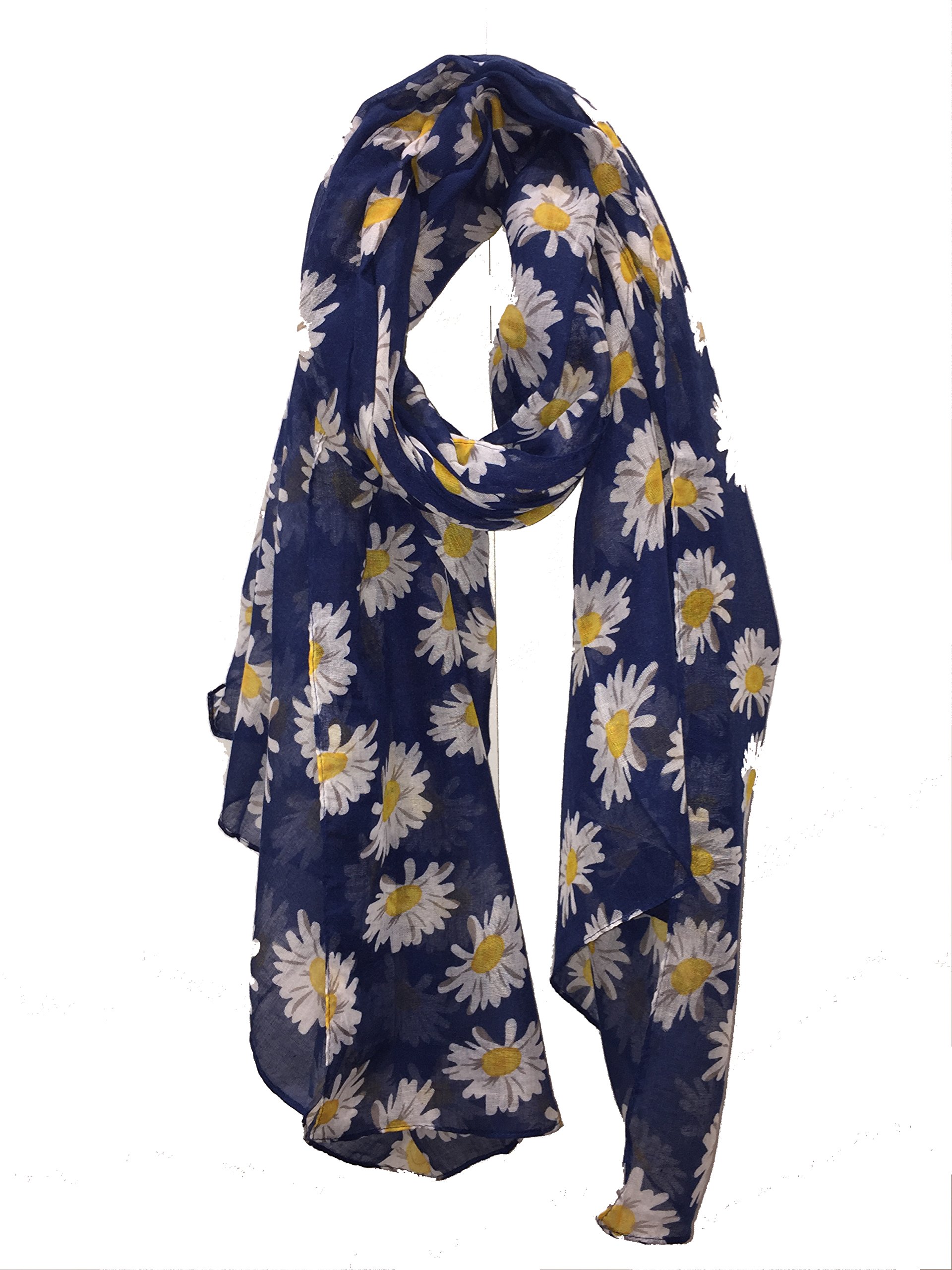 Pamper Yourself Now Navy blue daisy scarf Lovely soft scarf