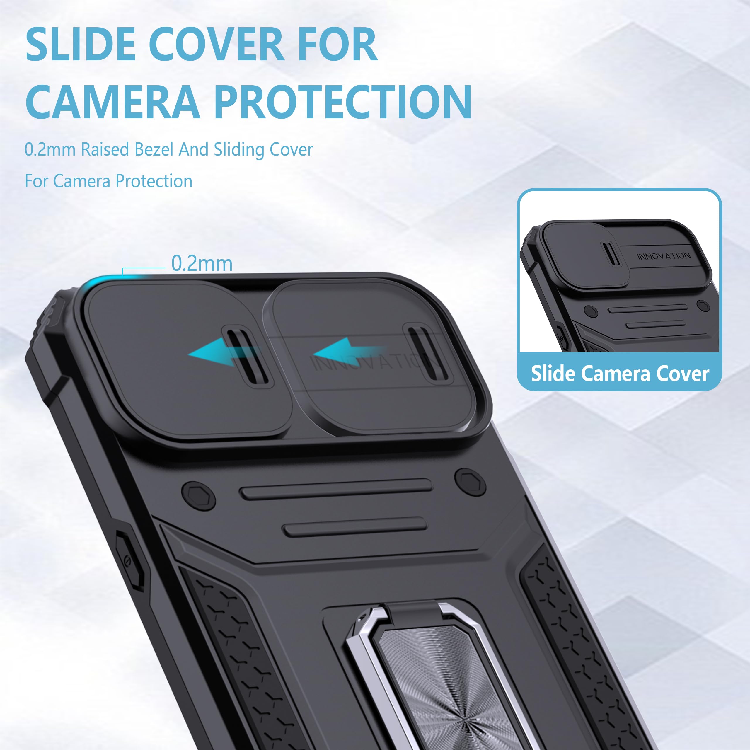Custodia IPhone 15 Plus Con Anello Magnetico 360° E Supporto, Antishock Militare, Sottile Nera - 6
