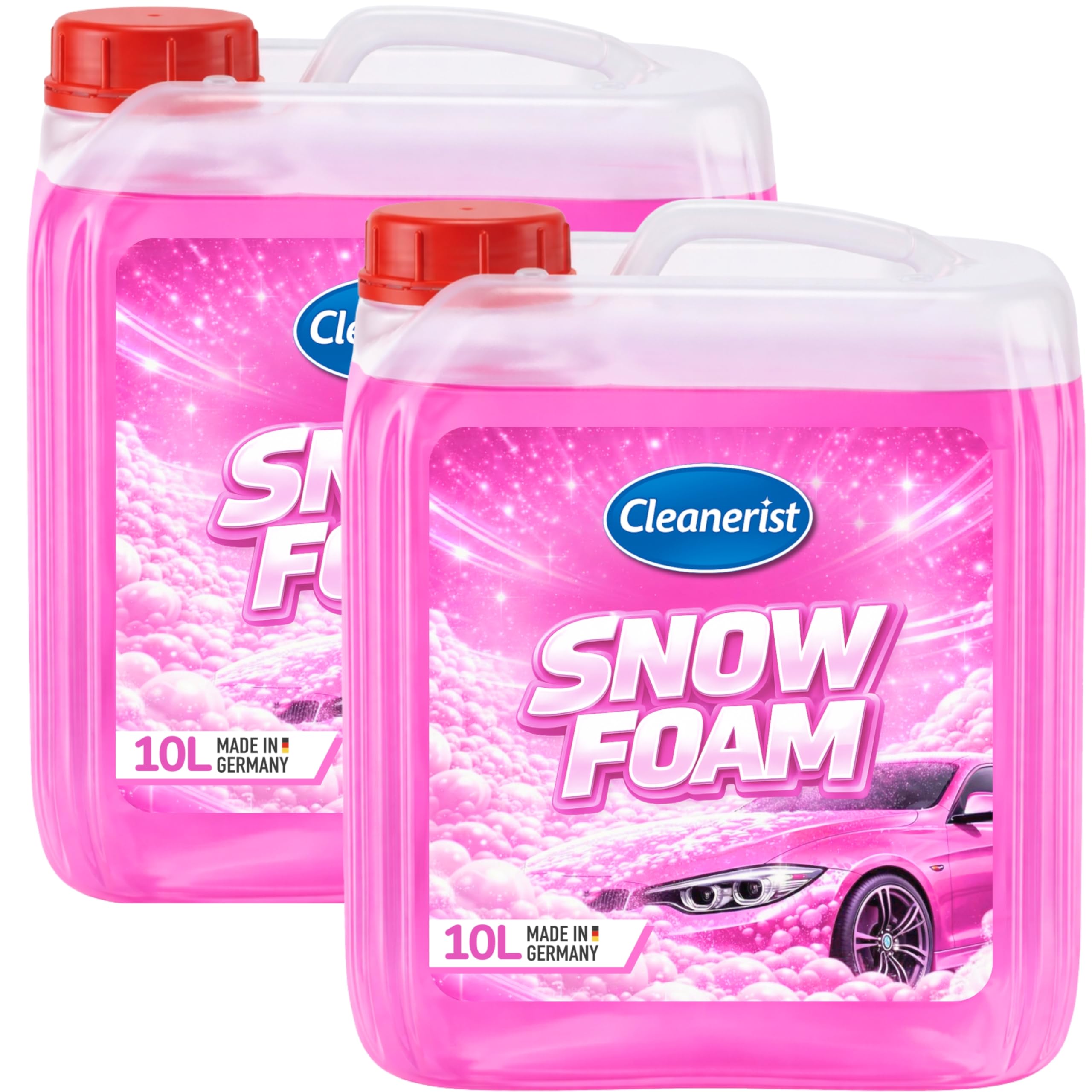 Cleanerist | Snow Foam Pink 2x 10L concentré - mousse active ultra épaisse pour canon à mousse et lance à mousse - shampoing auto prélavage pour voiture, moto et camping-car - parfum agrumes
