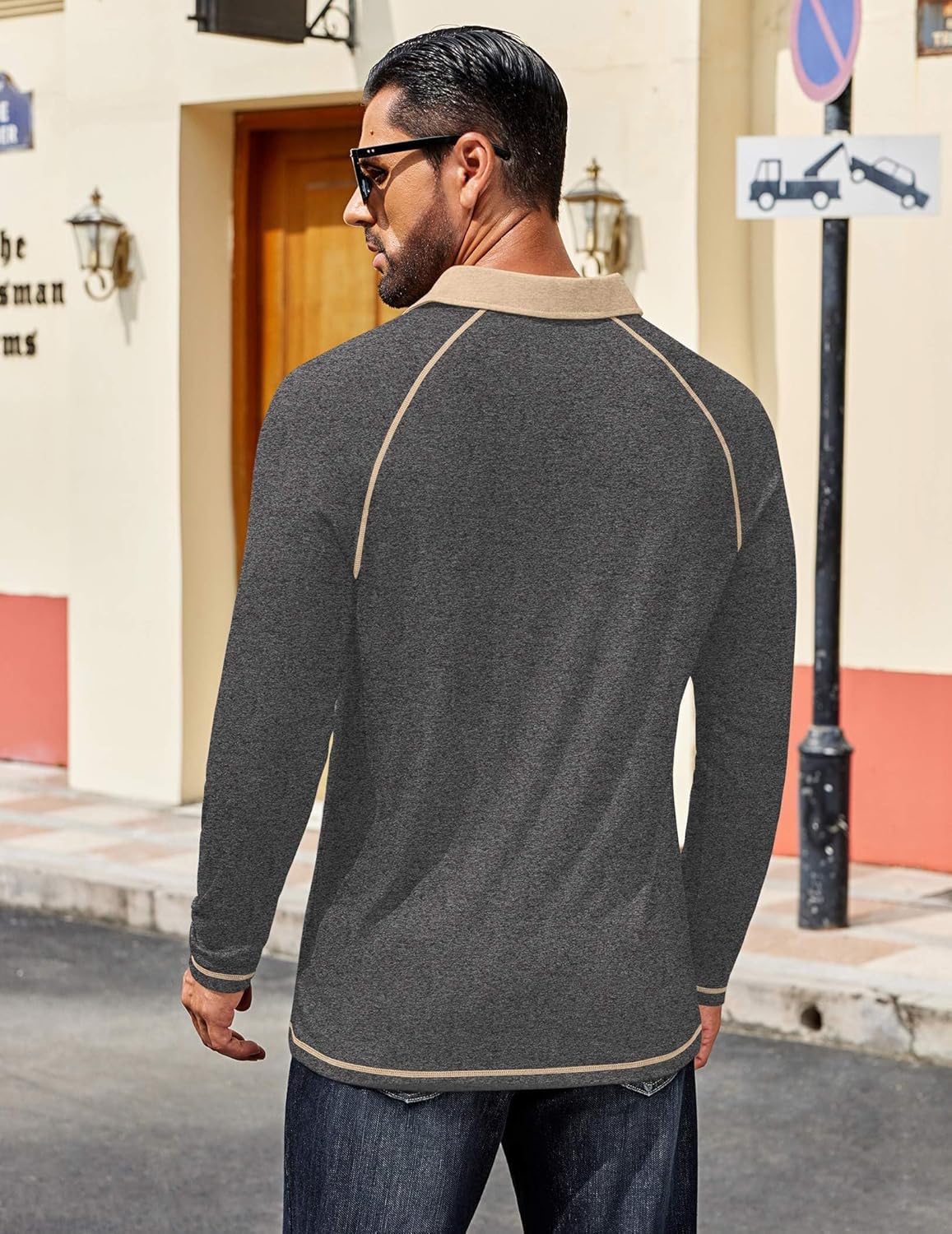 COOFANDY Mens Long Sleeve Polo Shirts Casual Button Collared Shirts Raglan Golf T Shirt - Image 4