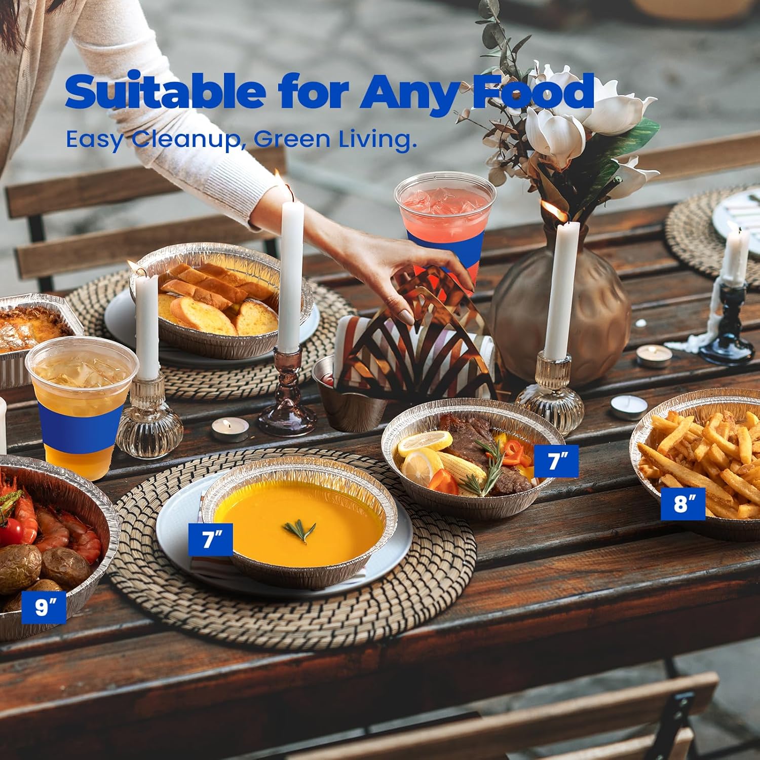 Fit Meal Prep [500 Pack 7 Inch Round Aluminum Foil Pans - 24 Oz Pie Tins Take Out Containers Disposable - Circle Cake Pan for Pies, Cakes, Cookies, and Cheesecakes - Heavy Duty Aluminum Pie Pans